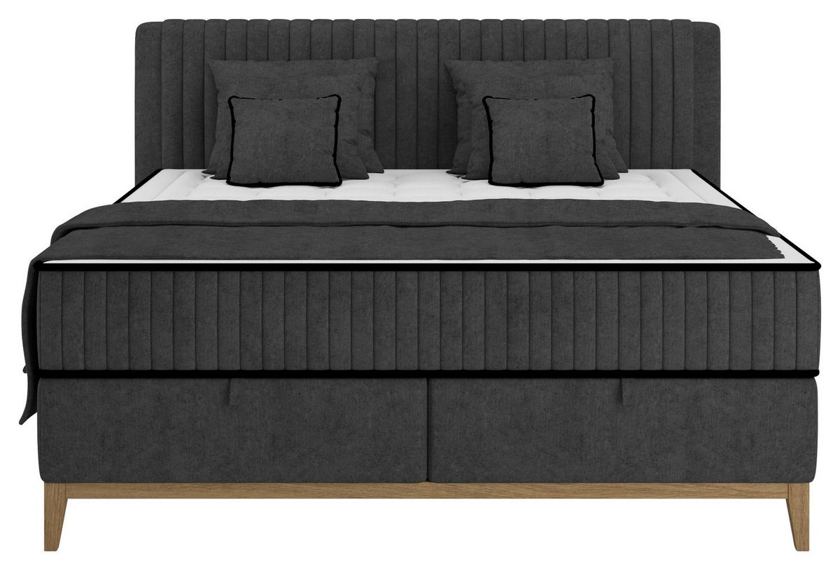 Bett Elena Schwarz ca. 160x200cm - Schwarz, KONVENTIONELL, Holz/Holzwerkstoff (160/200cm) - Sembella