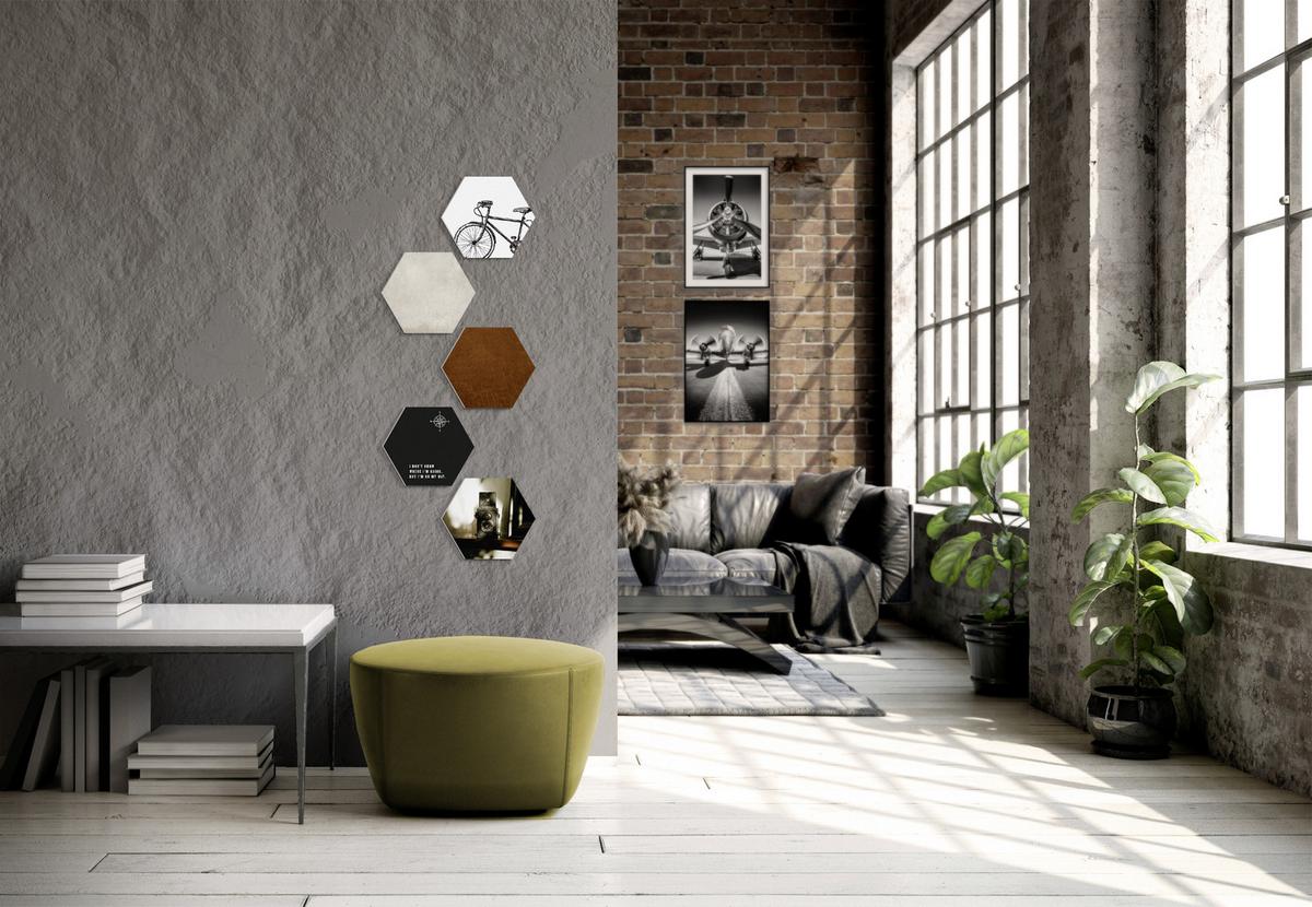 Képszett Hexagon - barna/fekete, műanyag (30/25cm) - Modern Living