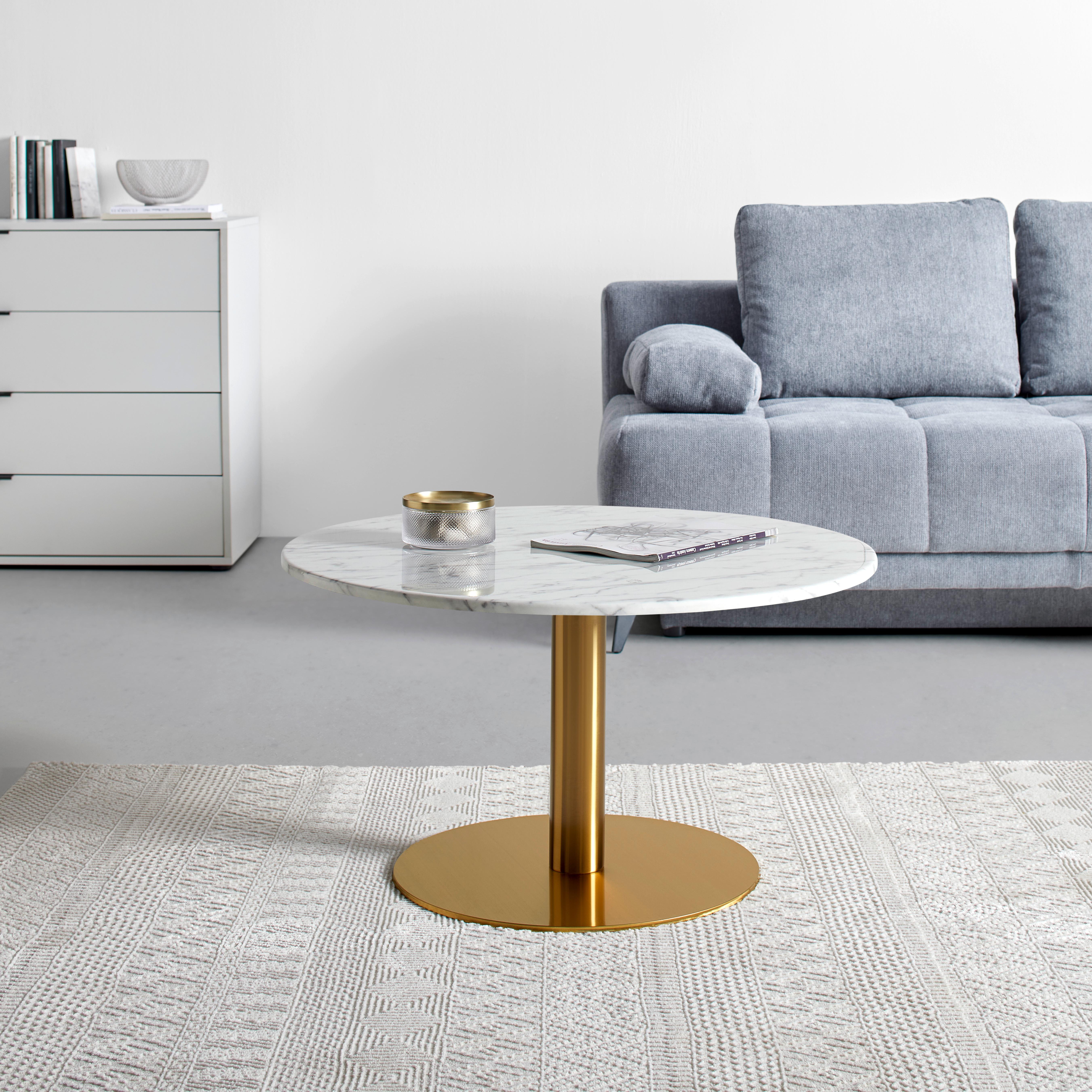 Klub Sto Bursa - bela/zlatna, Moderno, kamen/metal (80/45cm) - Premium Living