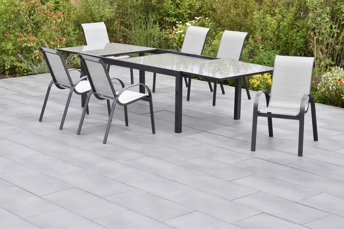 Vrtni Set Amalfi, 7-Delni, Aluminij - siva/barve grafita, Moderno, kovina/tekstil - Gardenson
