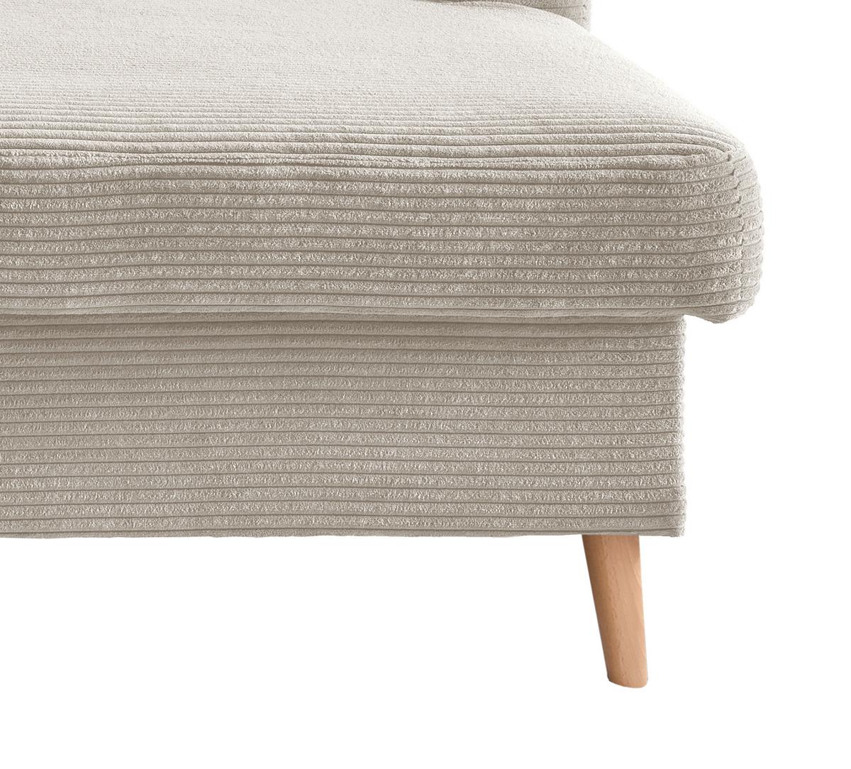 Ecksofa Valentina Cord ca. 228x150 cm Beige - Beige/Naturfarben, Design, Holz/Textil (228/150cm) - P & B