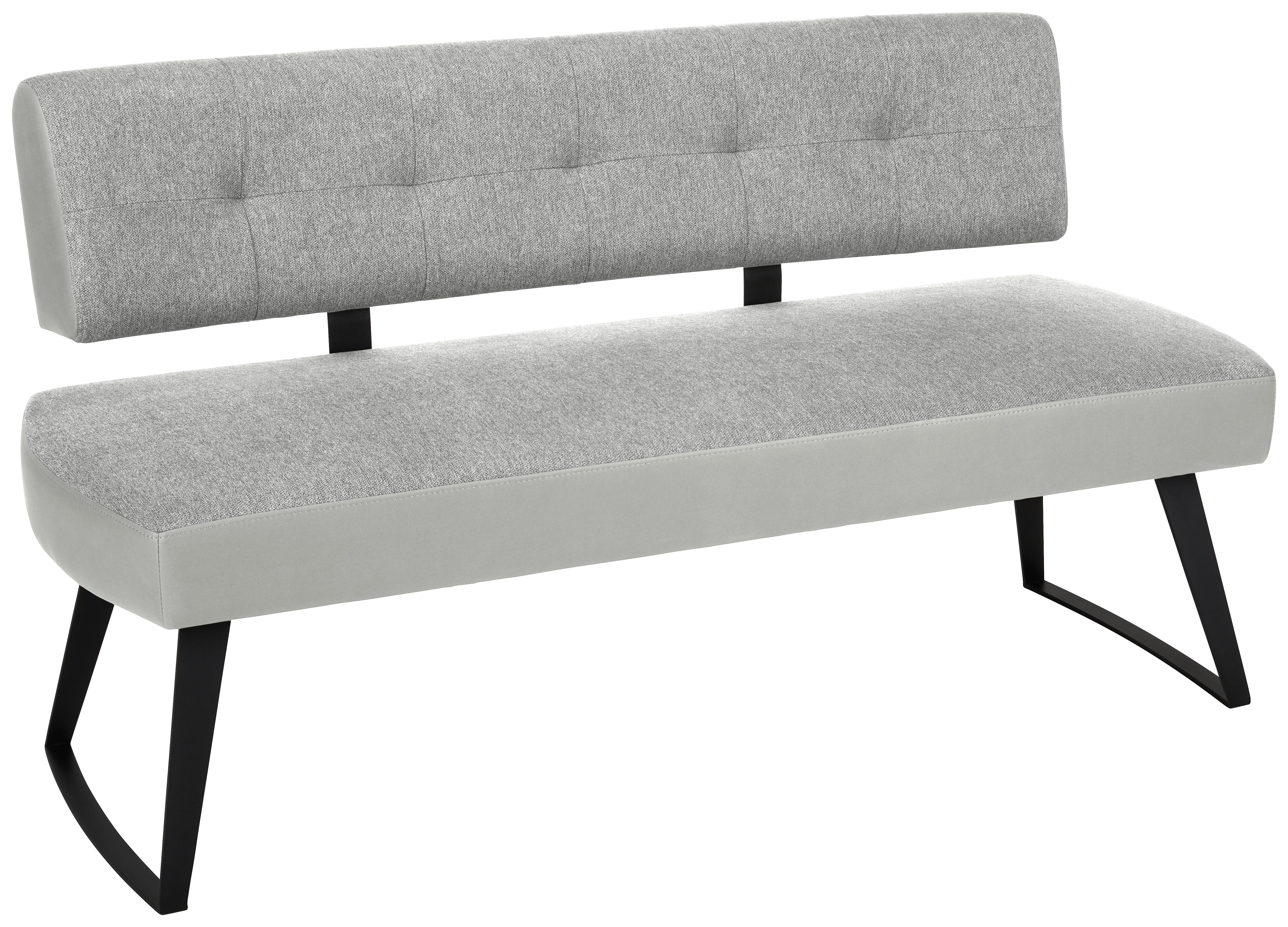 Sitzbank Storm in Hellgrau ca. 180cm - Hellgrau/Schwarz, Modern, Textil/Metall (180/83/50cm) - Premium Living
