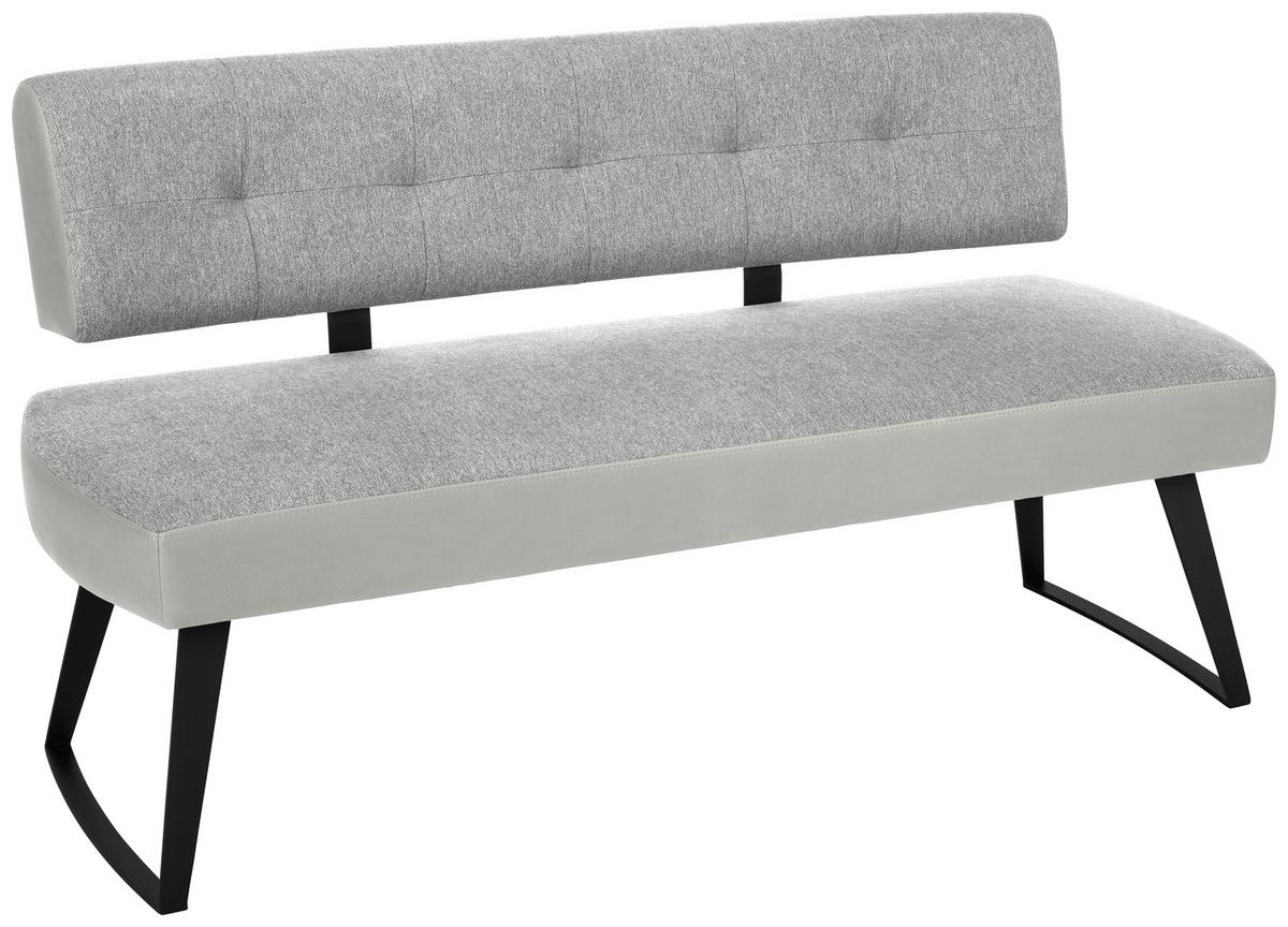 Sitzbank Storm in Hellgrau ca. 160cm - Hellgrau/Schwarz, Modern, Textil/Metall (160cm) - Premium Living