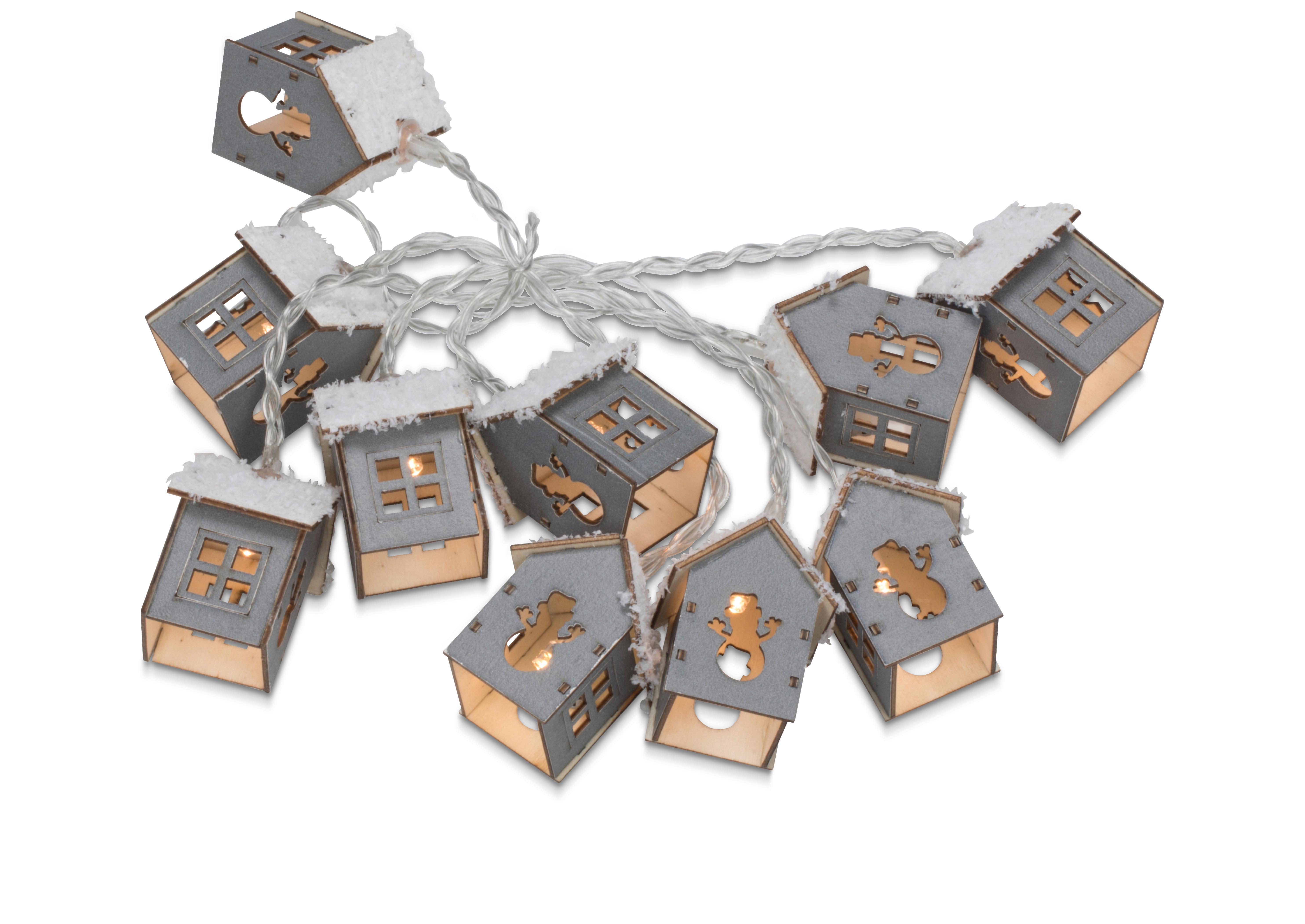 guirlande lumineuse in Grau/Weiss ca. 165cm - Weiss/Grau, Konventionell, Holz (165l) - Modern Living