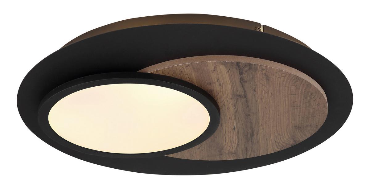 LED-DECKENLEUCHTE 67351-24 KORY - Weiss/Dunkelbraun, Natur, Holzwerkstoff/Kunststoff (48/5,6cm) - Globo