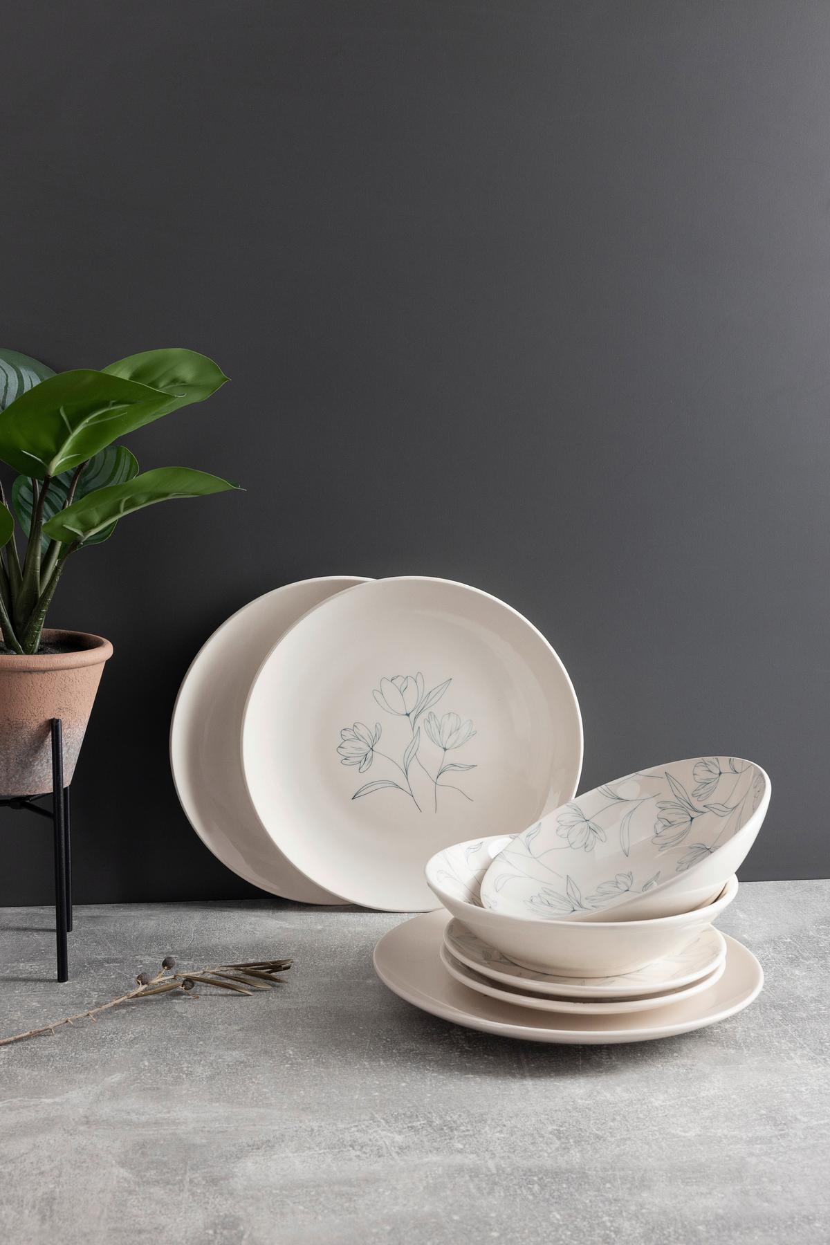 ZASTAWA STOŁOWA FLOWER - biały, Lifestyle, ceramika - Novel