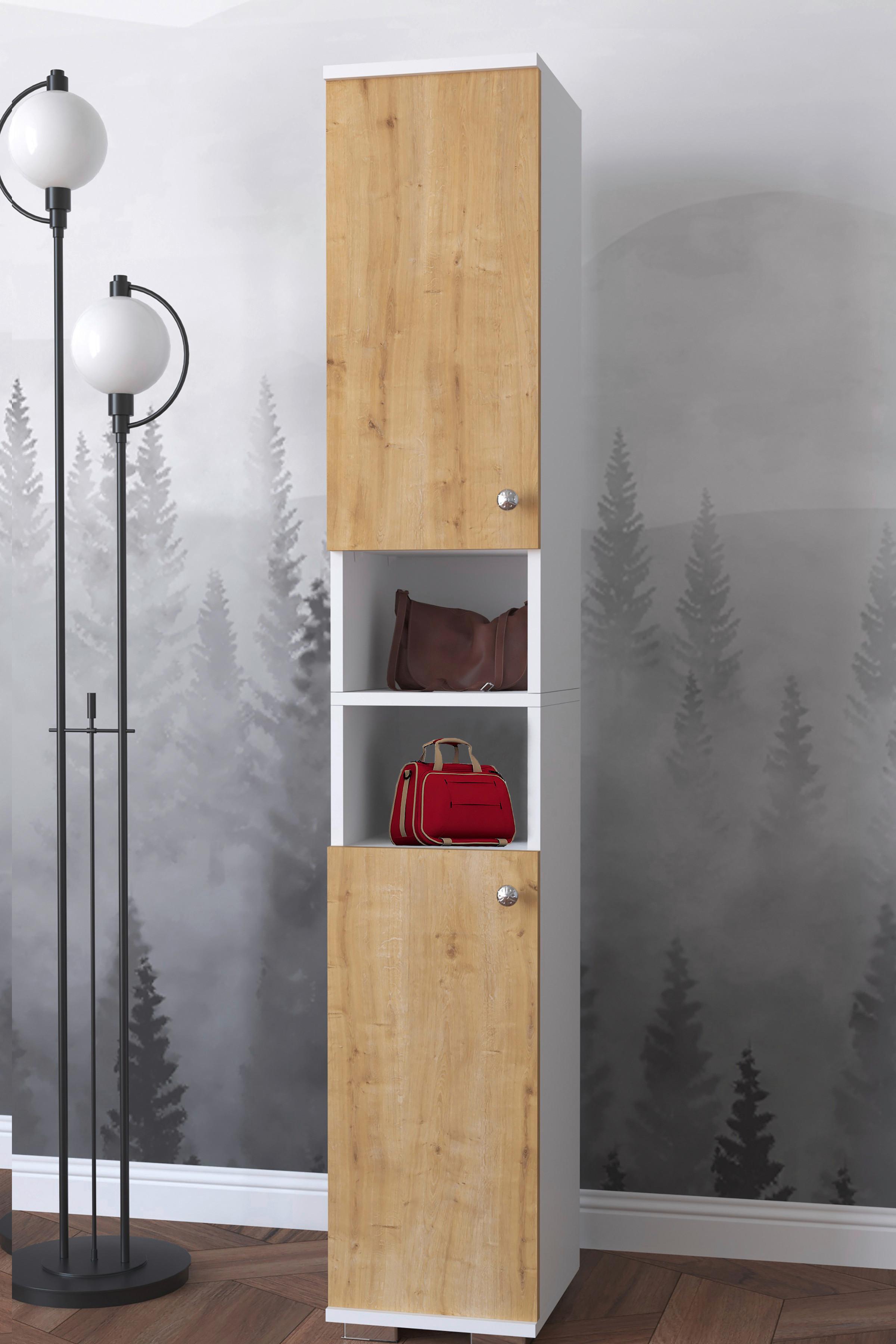 Schuhschrank GADOS Weiß/Honigeiche ca.30x178x33cm - Honigeiche/Anthrazit, MODERN, Holzwerkstoff/Kunststoff (30/178/33cm) - MID.YOU