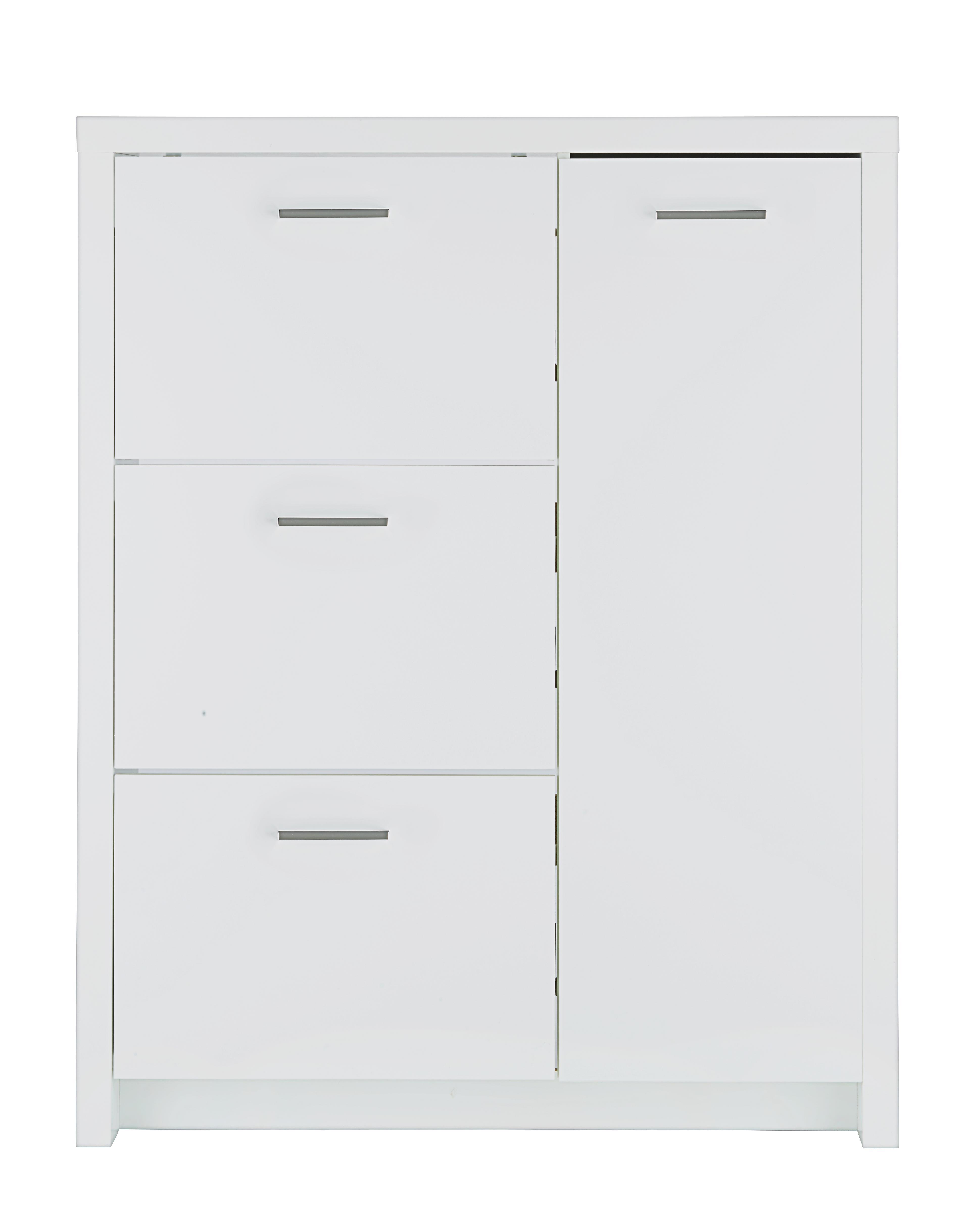 Schuhschrank in Weiß Hochglanz - Alufarben/Weiß, Holzwerkstoff/Metall (101,5/127,5/28cm) - Mömax modern living