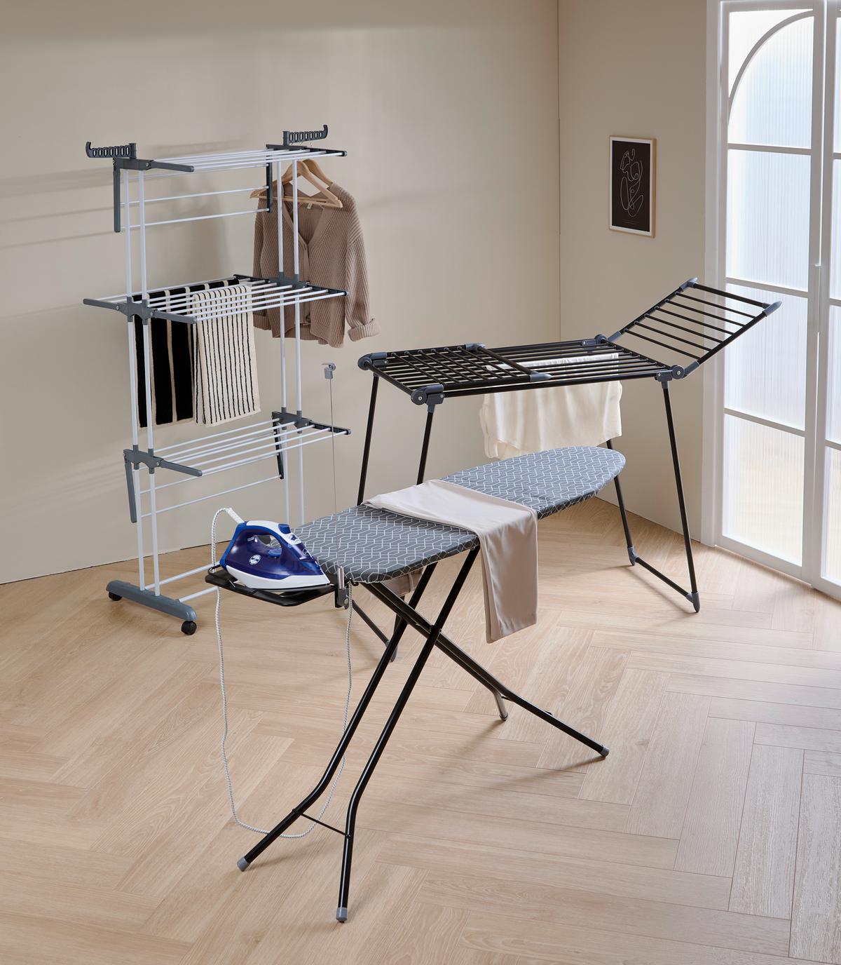 SUSZARKA PIONOWA RACK.51 - kolor stalowy/szary, Basics, tworzywo sztuczne/metal (72/64/170cm) - Homeware