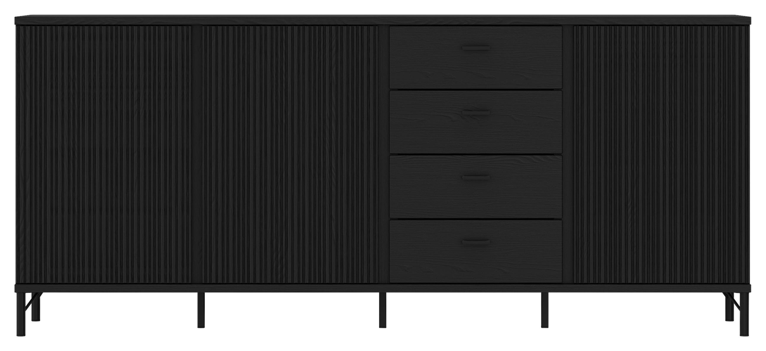 Komoda Lusaka - crna, Trend, drvni materijal/metal (200/87/40cm) - Premium Living