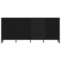 Comodă cu uși LUSAKA - negru, Trend, material pe bază de lemn (200/87/40cm) - Premium Living