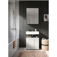Badezimmer Vira 2-tlg. ca. 60 cm Weiß - Weiß Hochglanz/Schwarz, MODERN, Holzwerkstoff/Kunststoff (60cm) - MID.YOU