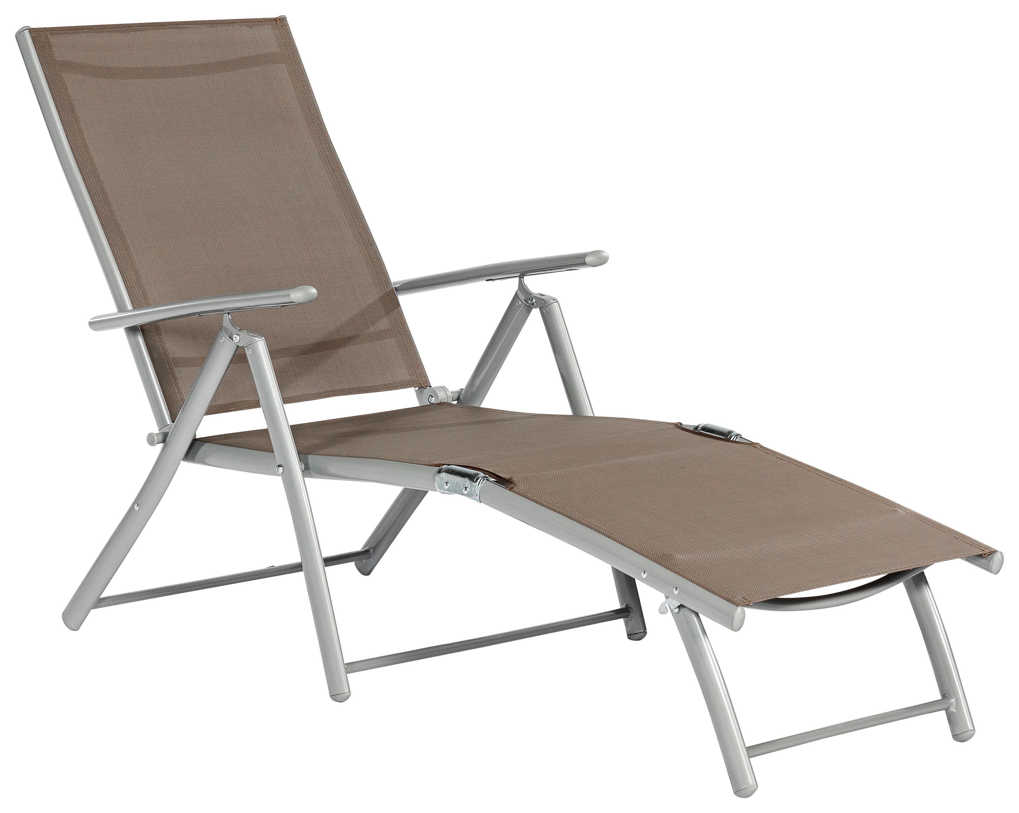 Vrtni Ležalnik Deckchair, Rjavosiva - srebrne barve/rjavosiva, Moderno, kovina/tekstil (64/87/140cm) - Gardenson