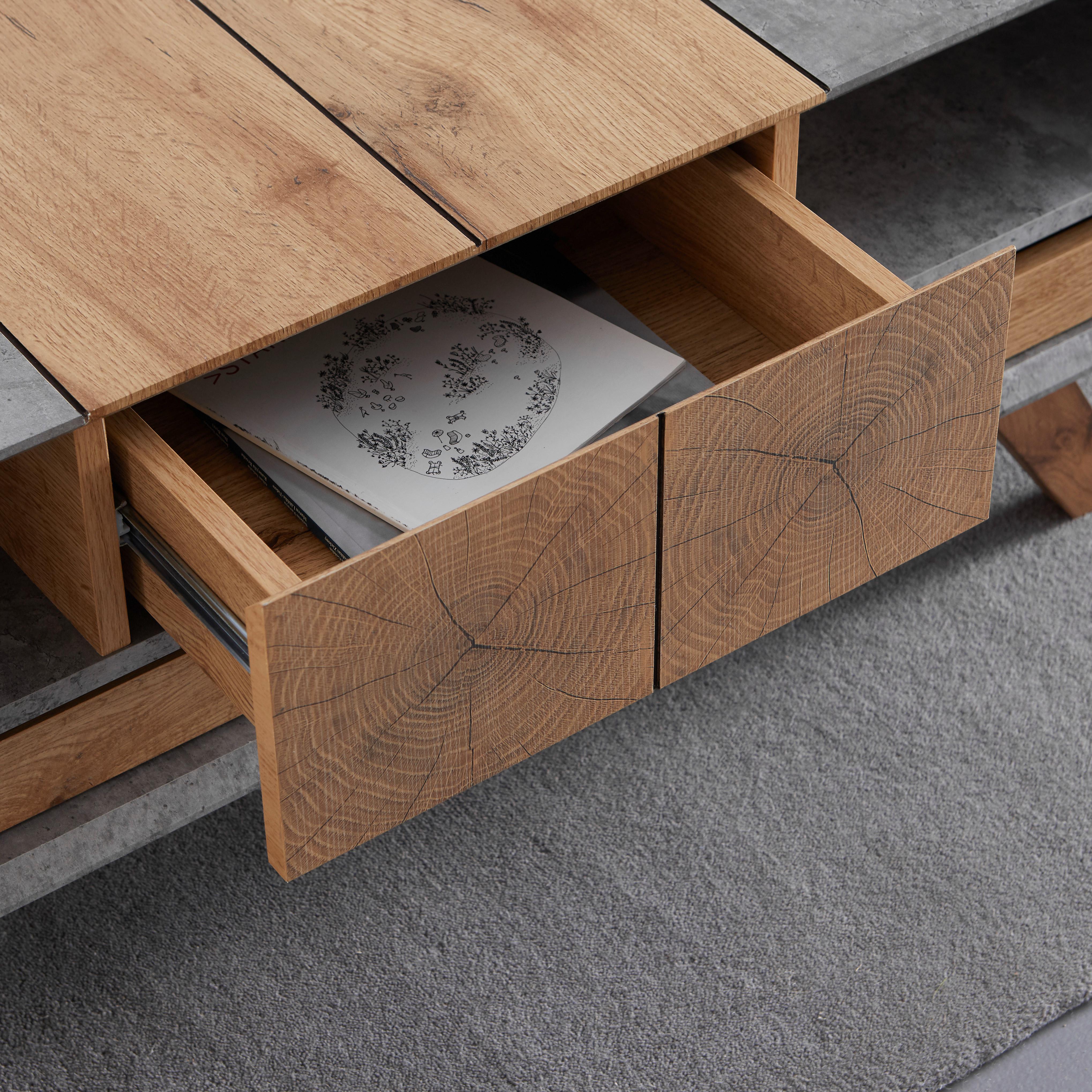 Couchtisch Casper Grau/ Eichefarben MDF mit Stauraum - Eichefarben/Grau, MODERN, Holz (120/60/42cm) - Bessagi Home