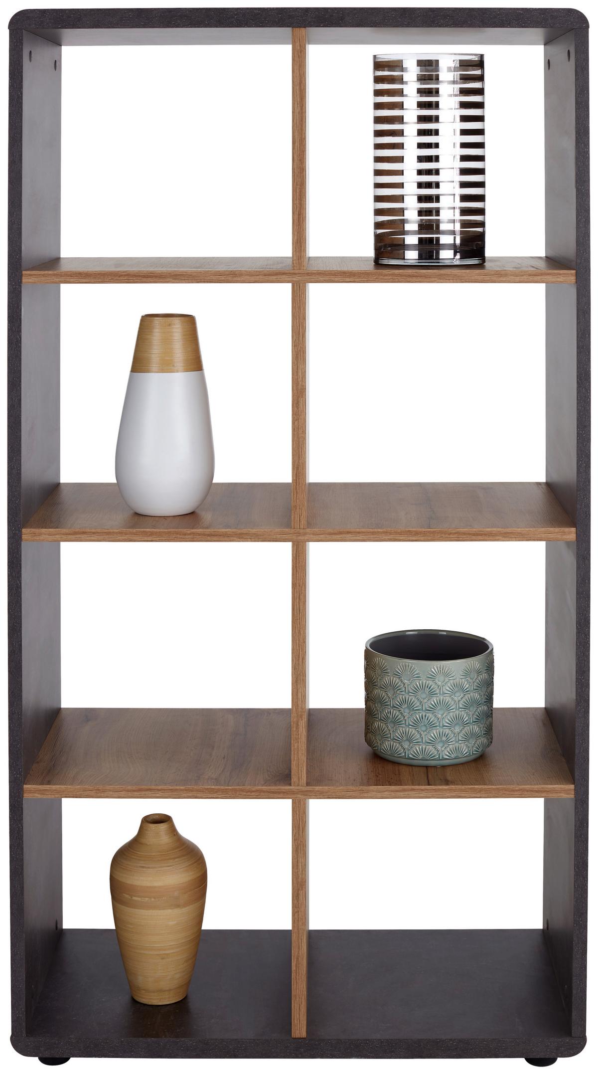 Regal Fontana Ftr02 - temno siva/barve hrasta, Moderno, leseni material (73,2/145/35cm) - Mömax