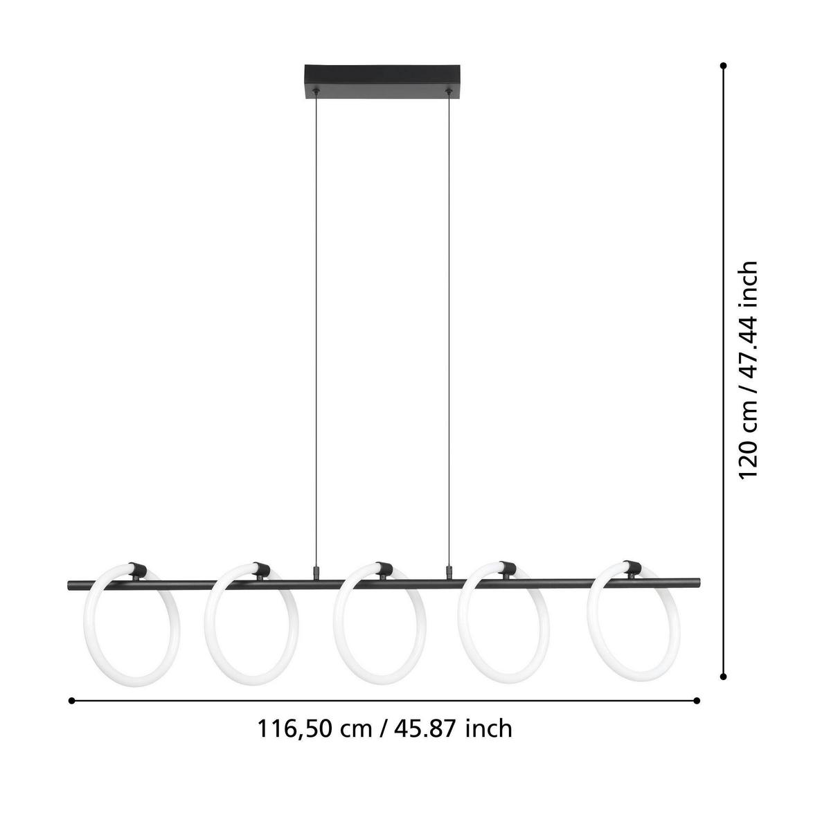 Led-hängeleuchte 900563_caranacoa - Weiss/Schwarz, Design, Kunststoff/Metall (117/23/110cm) - Eglo