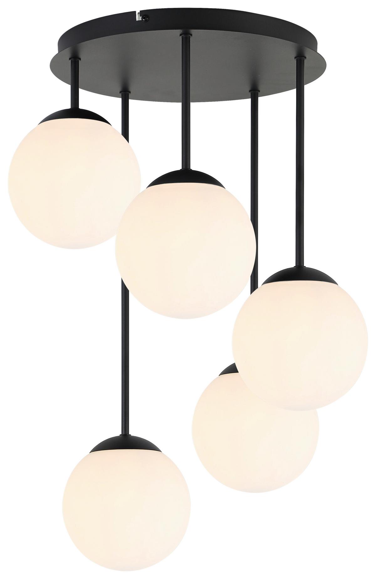 Deckenleuchte Whit Schwarz/Weiß max. 25 Watt - Schwarz/Weiß, MODERN, Glas/Metall (42/59.5cm)