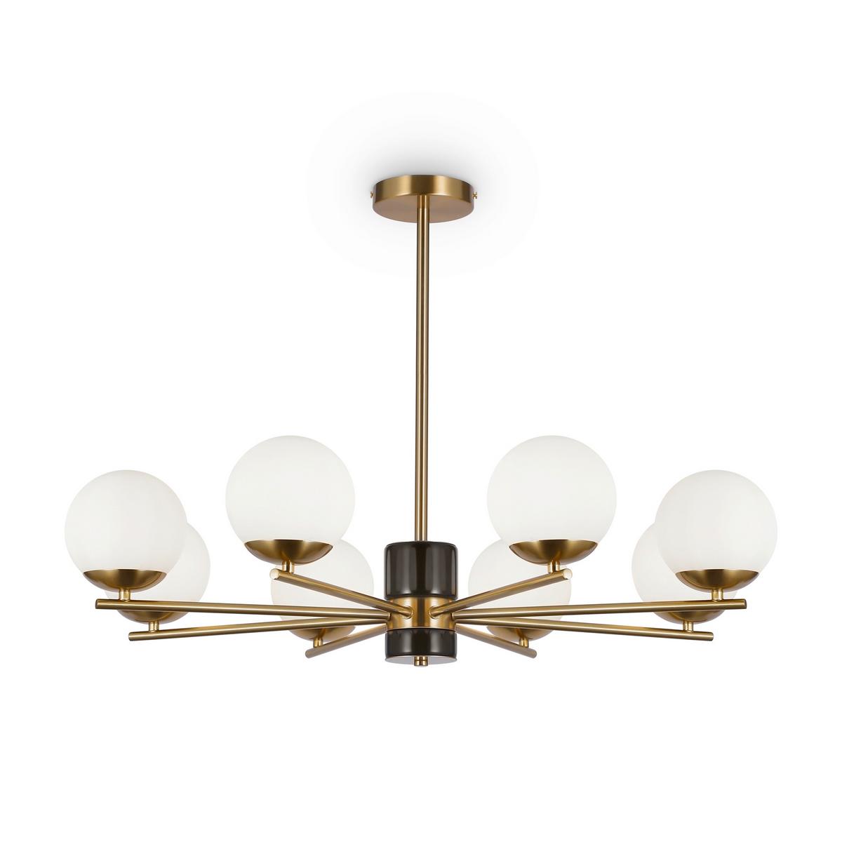 Kronleuchter Marble Messingfarben max. 60 Watt - Messingfarben/Weiß, Trend, Glas/Metall (81/56cm) - MAYTONI
