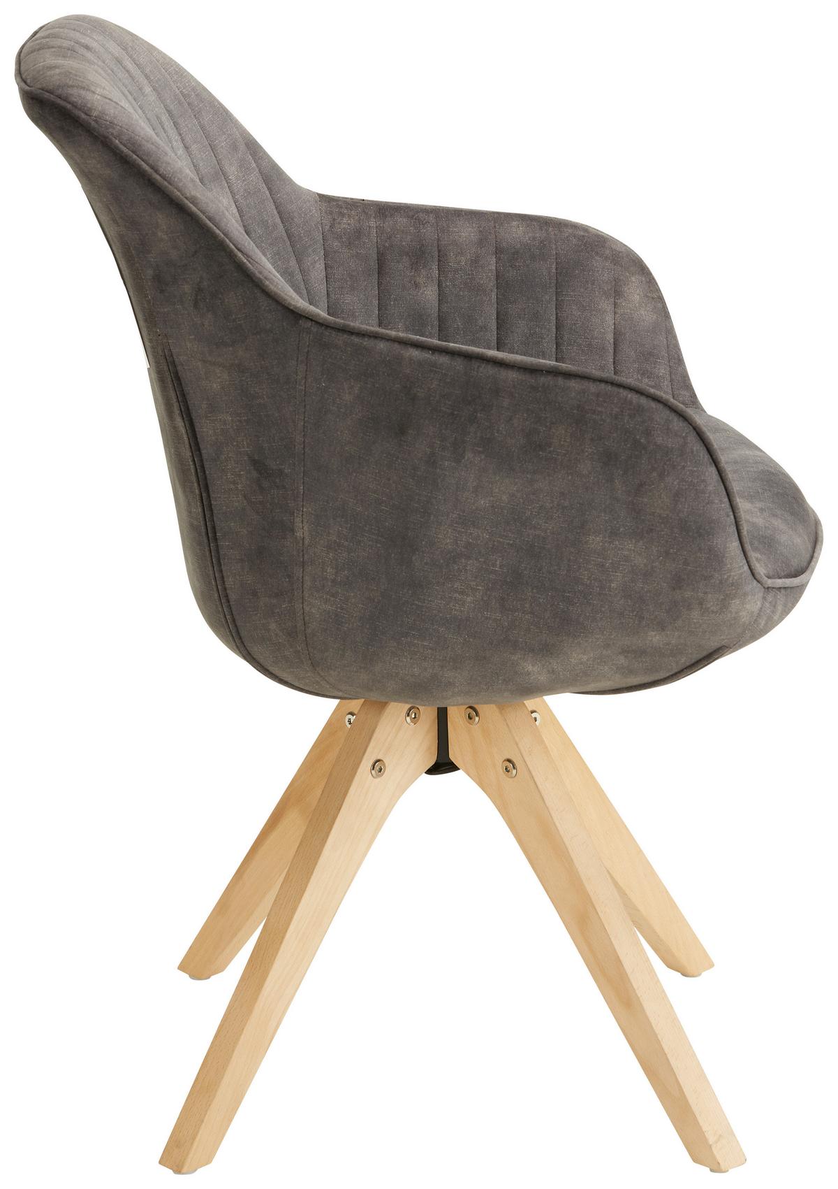 Scaun cu brate RELAX - maro/gri-maro, Modern, lemn/textil (60/61/82cm) - Mömax