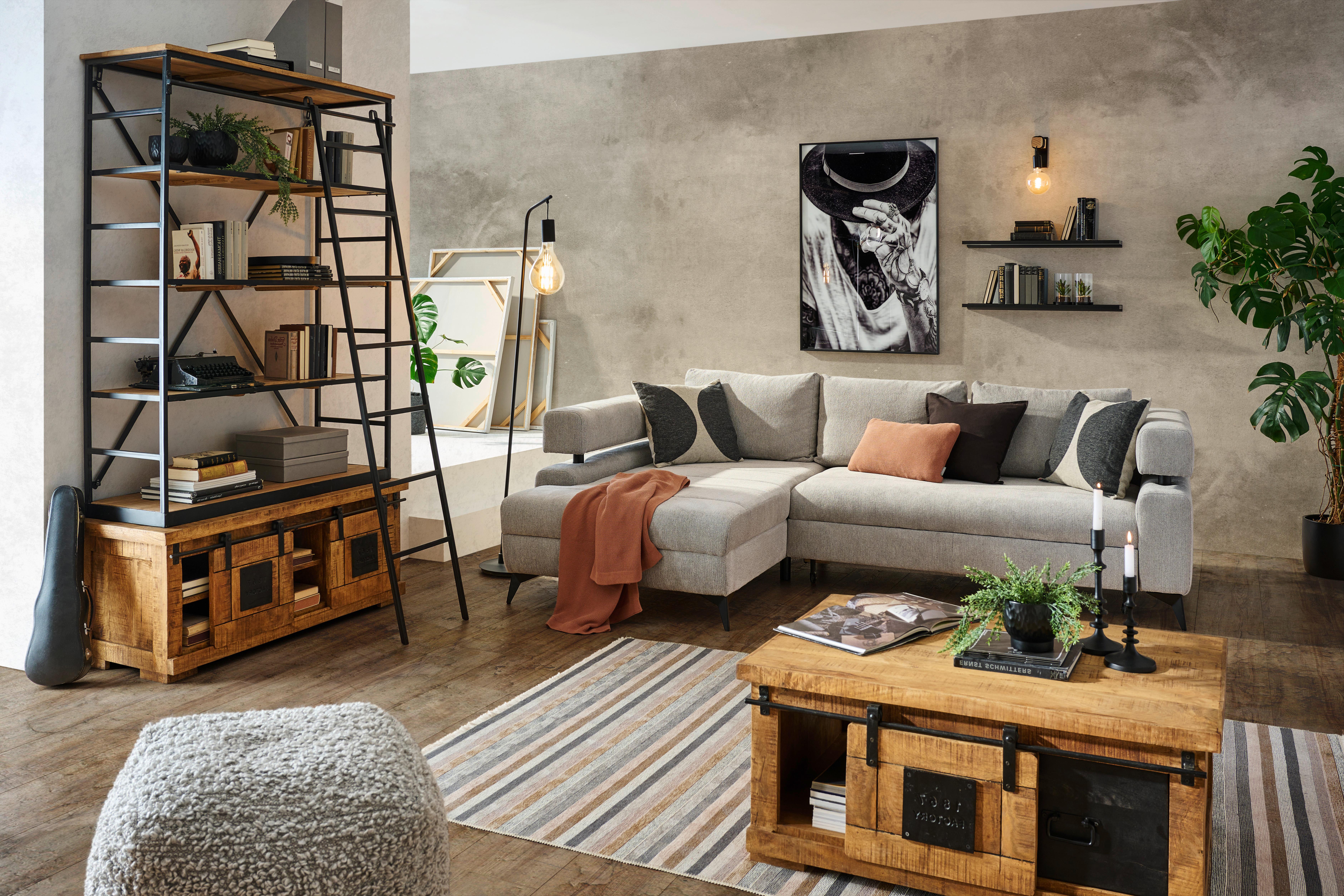 Kutna Garnitura Rosalie - svijetlo siva/crna, Konvencionalno, tekstil/metal (184/265cm) - Modern Living