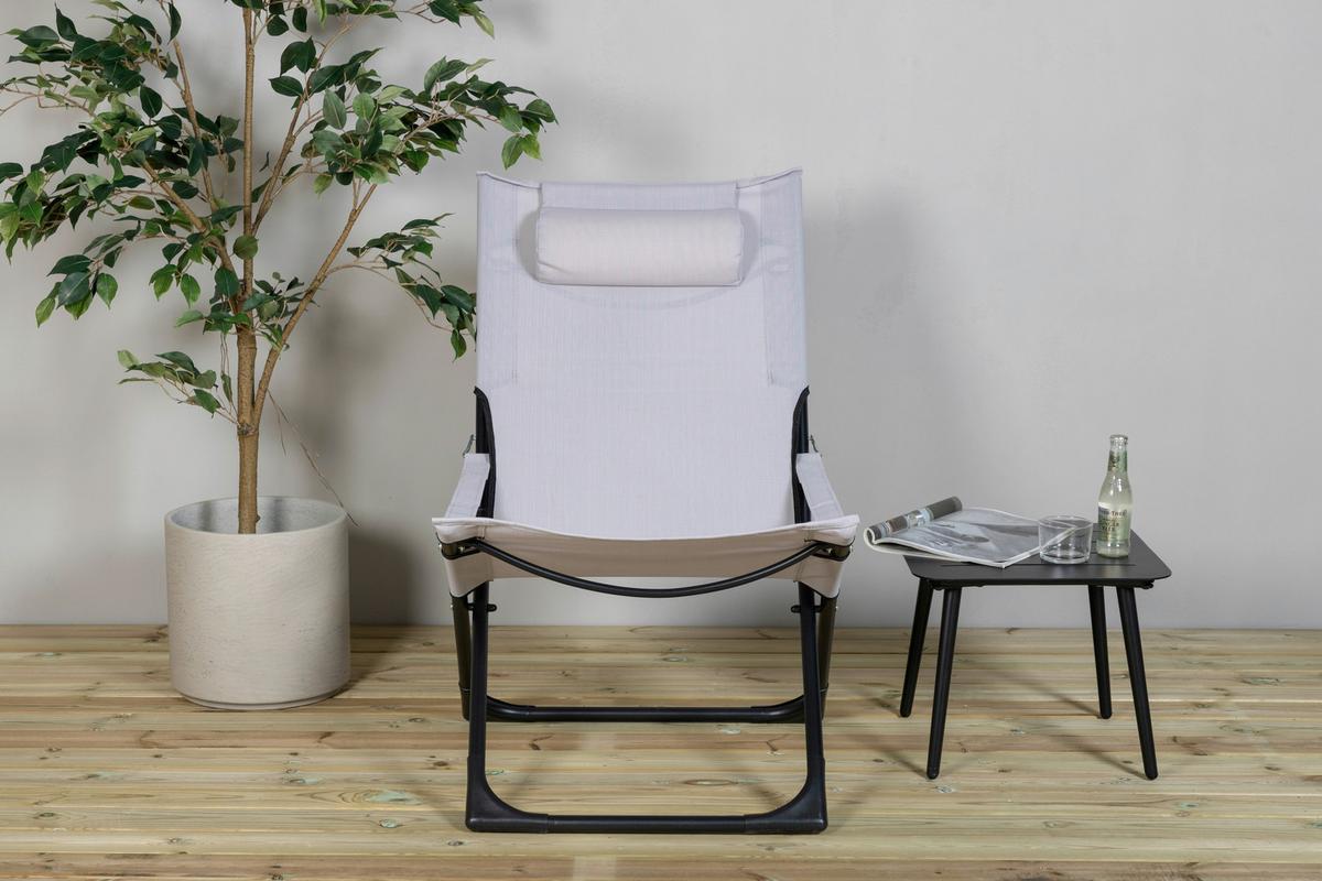 STRANDSTUHL SEVILLE - Schwarz/Grau, KONVENTIONELL, Textil/Metall (63/89/84cm) - Gardenson