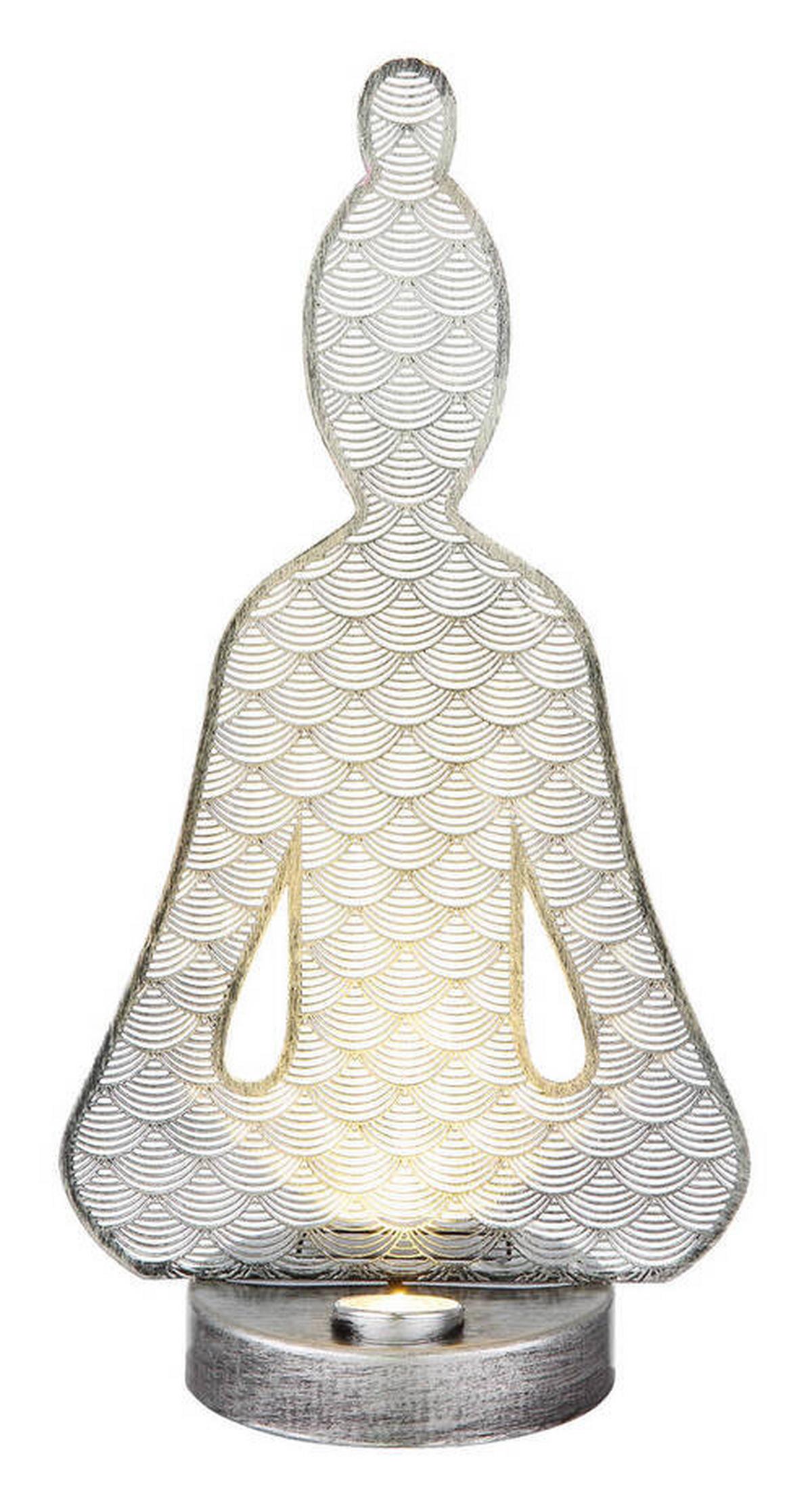 Solarna Svetilka Buddha, S Sijalko - srebrne barve/črna, Design, kovina/umetna masa (19/12/36cm) - Globo