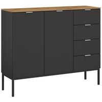 Široka Komoda Lima, Barva Grafita, Barva Hrasta - barve aluminija/barve grafita, Trend, kovina/leseni material (120/100/42cm) - Stylife