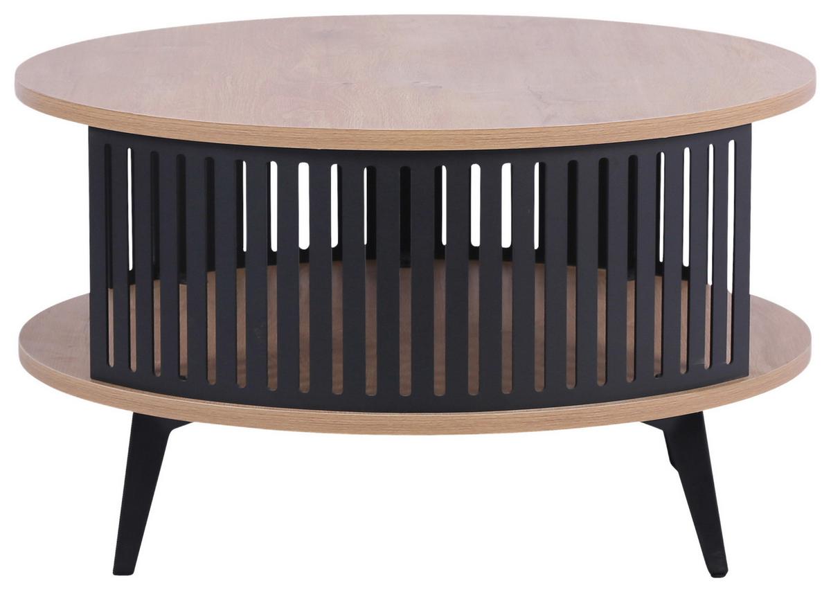 Klubska Miza Santiago, Barva Hrasta - črna/barve hrasta, Moderno, kovina/leseni material (75/44/75cm)