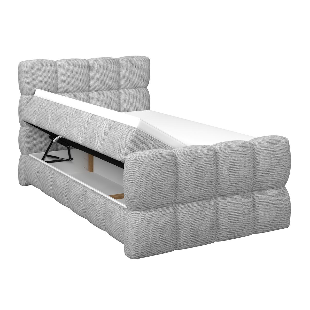 Postelja Boxspring Brisbane, Svetlo Siva, 140x220 - črna/svetlo siva, Trend, kovina/umetna masa (140/220cm) - Premium Living