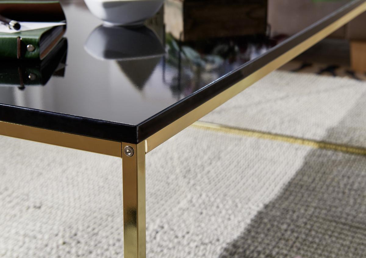 Couchtisch Riva in Schwarz/Gold - Goldfarben/Schwarz, Design, Holzwerkstoff/Metall (120/60/45cm) - MID.YOU