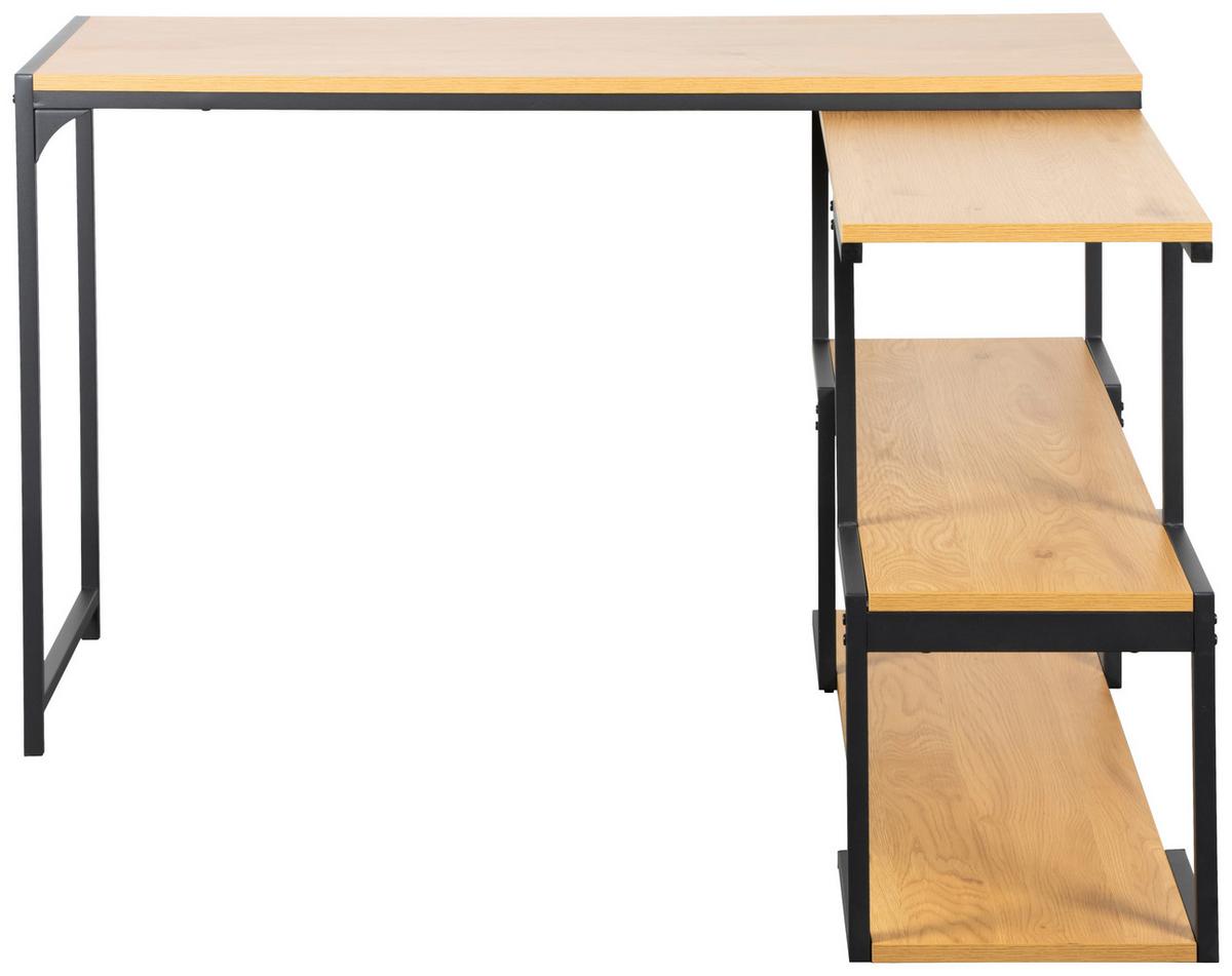 Masă de scris HENDRIK - culoare lemn stejar/negru, Modern, metal/material pe bază de lemn (120/76/120cm) - Modern Living