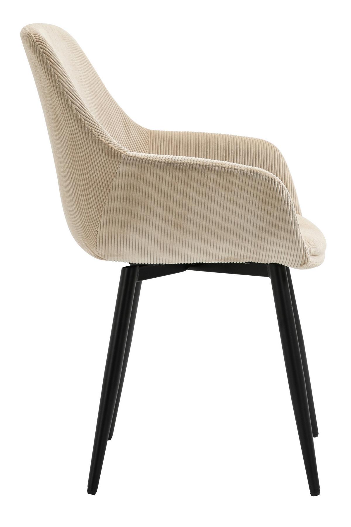 Set Naslanjačev Cord, Bež, 2-Delni - črna/bež, Moderno, kovina/tekstil (64/86/59cm) - Livetastic