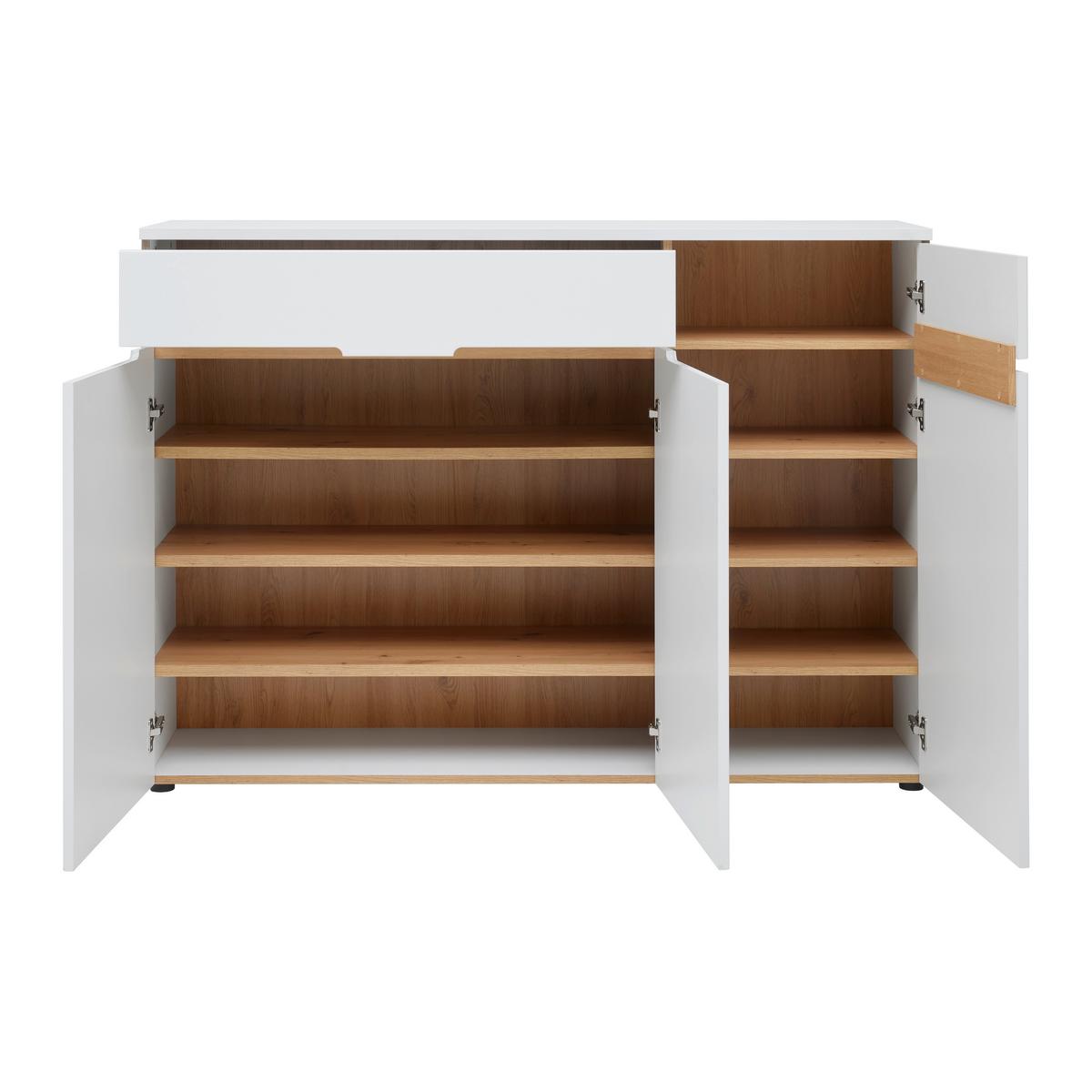Sideboard Dallas Weiß/Eiche Artisan - Schwarz/Weiß, MODERN, Holzwerkstoff/Kunststoff (150/107/38cm) - Mömax
