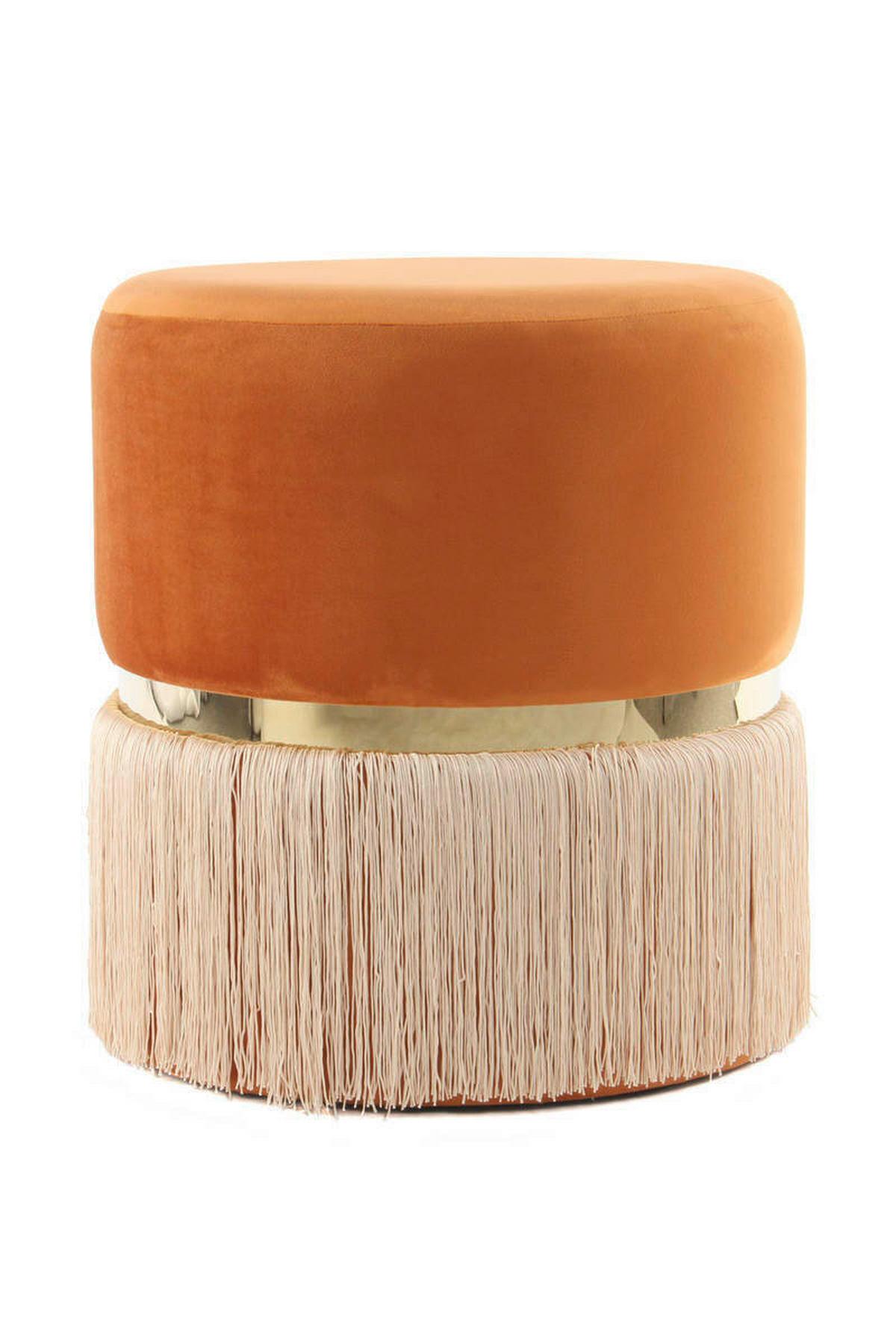 HOCKER Hocker in Orange - Champagner/Goldfarben, Basics, Holzwerkstoff/Textil (41/44,5/41cm) - Kayoom