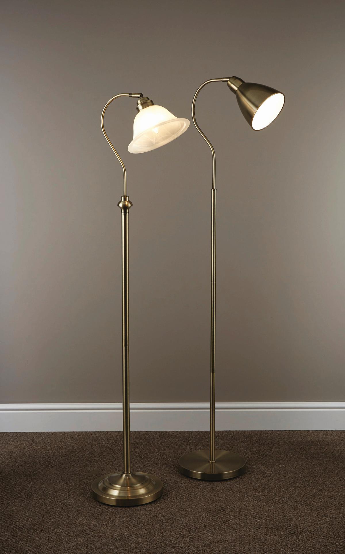 Állólámpa Eu9122ab - sárgarézszínű/fehér, Basics, üveg/fém (25/140cm)