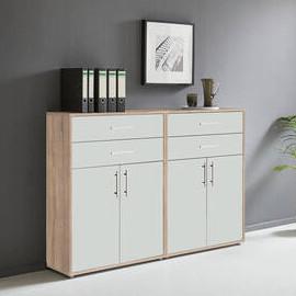 Aktenschrank Office Edition Sw Set 17 Weiß/Eichefarben - Eichefarben/Weiß, MODERN, Holzwerkstoff (168,8/113,6/33cm) - MID.YOU