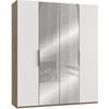 Drehtürenschrank Level 36A mit Spiegel ca. 200 cm Weiß/Eiche - Chromfarben/Eichefarben, MODERN, Holzwerkstoff (200/236/58cm) - MID.YOU