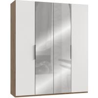 Drehtürenschrank Level 36A mit Spiegel ca. 200 cm Weiß/Eiche - Chromfarben/Eichefarben, MODERN, Holzwerkstoff (200/236/58cm) - MID.YOU