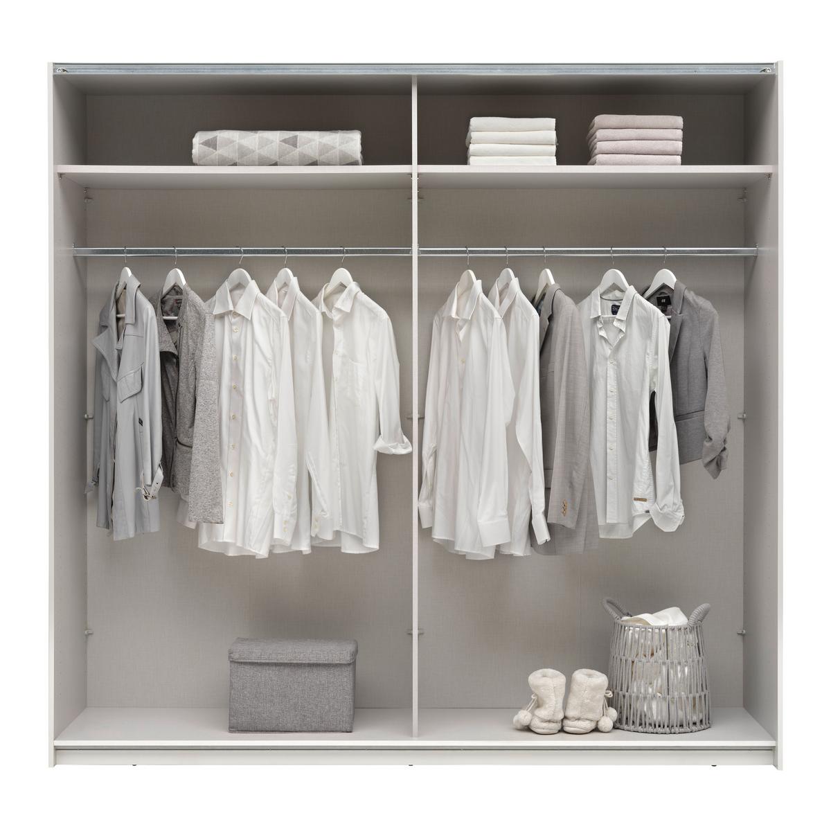 Schwebetürenschrank Saturn in Weiss/Eiche Artisan - Weiss/Silberfarben, Konventionell, Holzwerkstoff/Metall (218/210/59cm) - Mömax