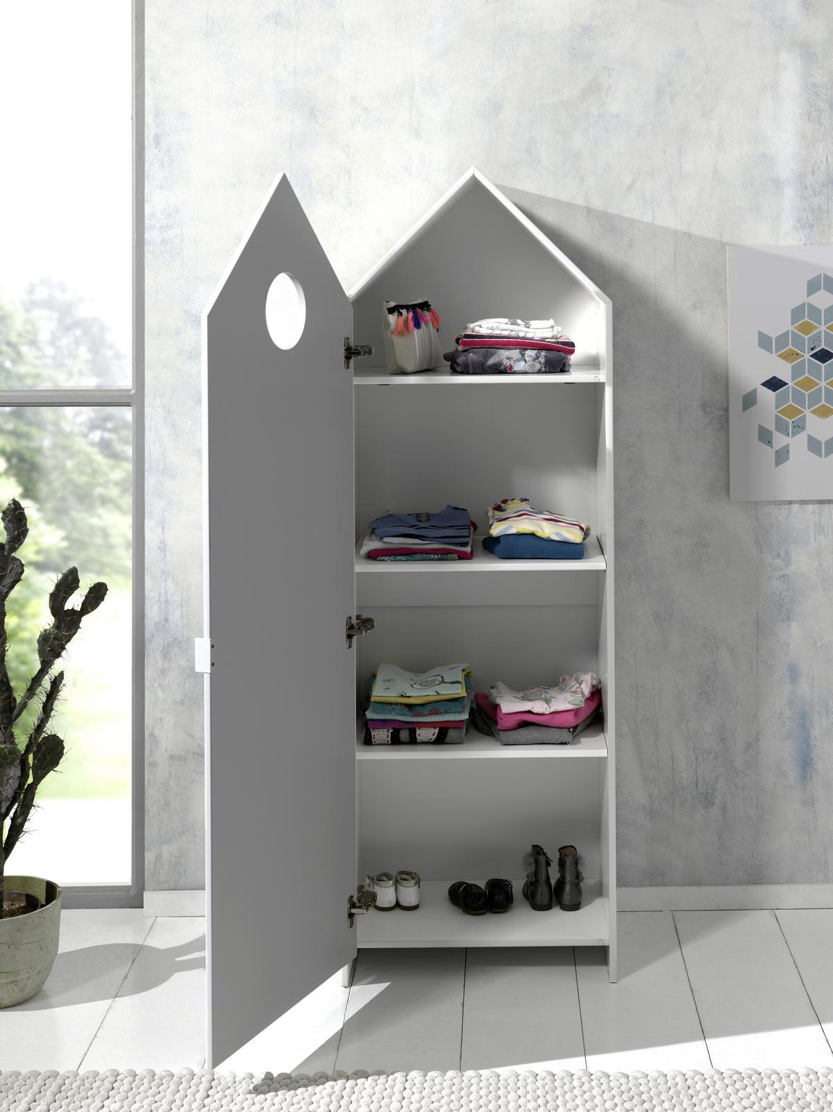 Kinderkleiderschrank Casami Grau/Weiß - Weiß/Grau, MODERN, Holzwerkstoff (57,6/171,3/37cm) - Vipack