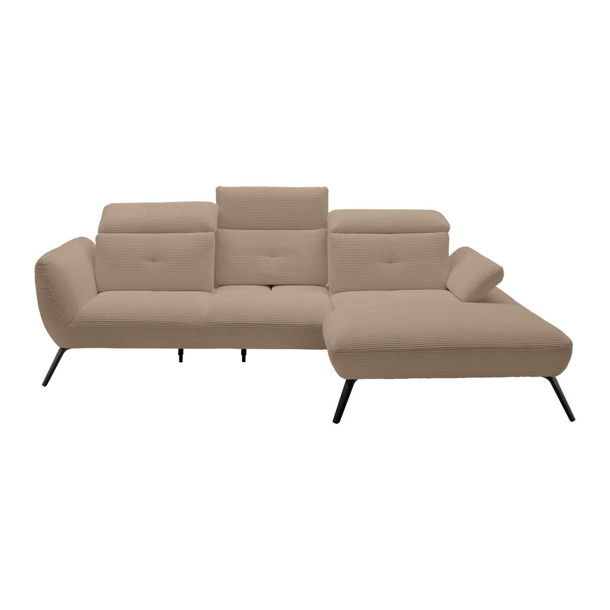 Wohnlandschaft Seattle Mokka - Schwarz/Weiß, MODERN, Holzwerkstoff/Textil (301/196cm) - Premium Living