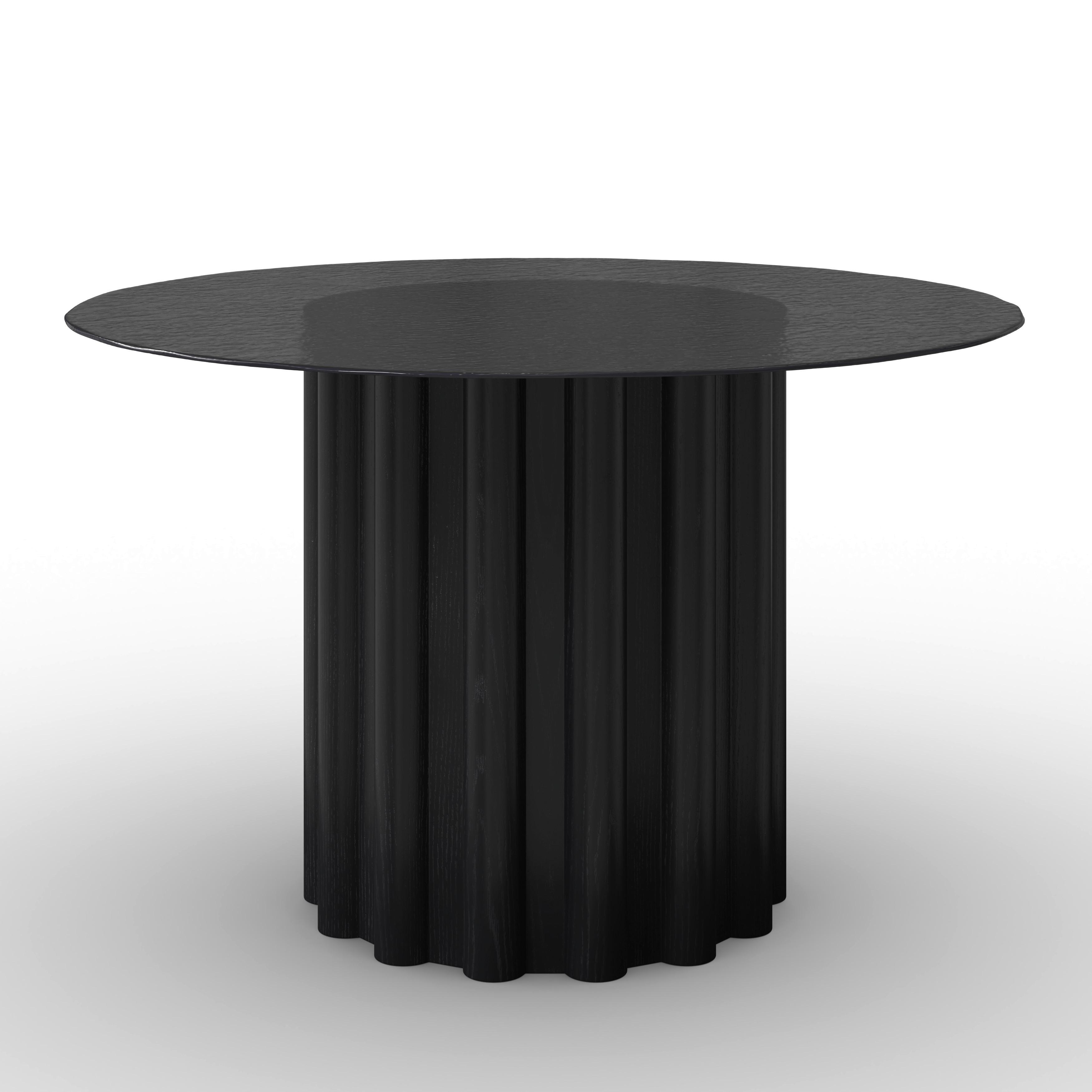 Jedilna Miza Zelia, Črna, Ø 120cm - črna, Moderno, steklo/leseni material (120/75/120cm) - Bessagi Home