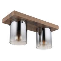 DECKENLEUCHTE 15915-2 - Dunkelbraun, Natur, Glas/Holzwerkstoff (41/16/18cm) - Globo
