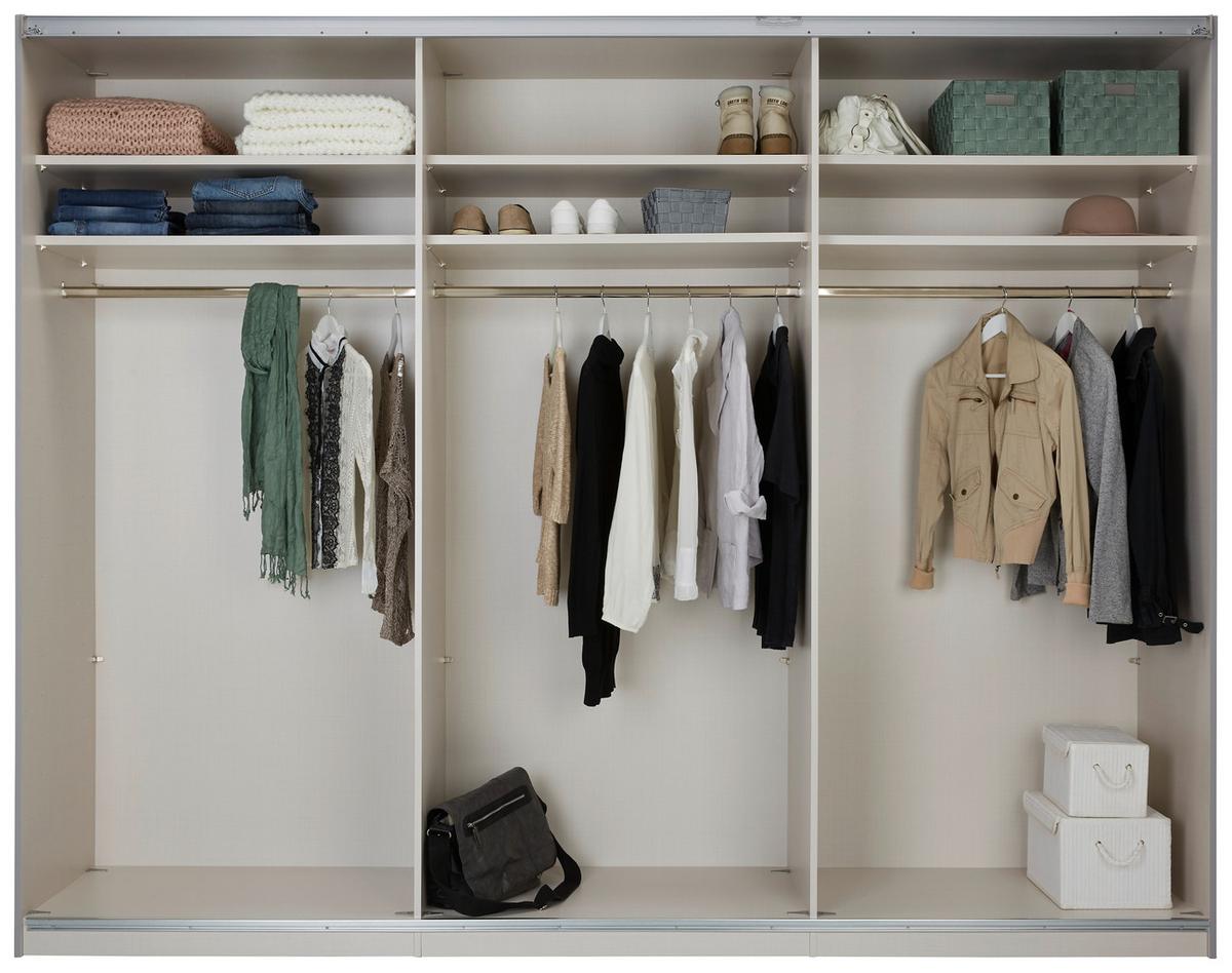 Schwebetürenschrank Sonate Rom Hellgrau/Sandfarben - Sandfarben/Hellgrau, MODERN, Glas/Holzwerkstoff (249/222/68cm) - Premium Living