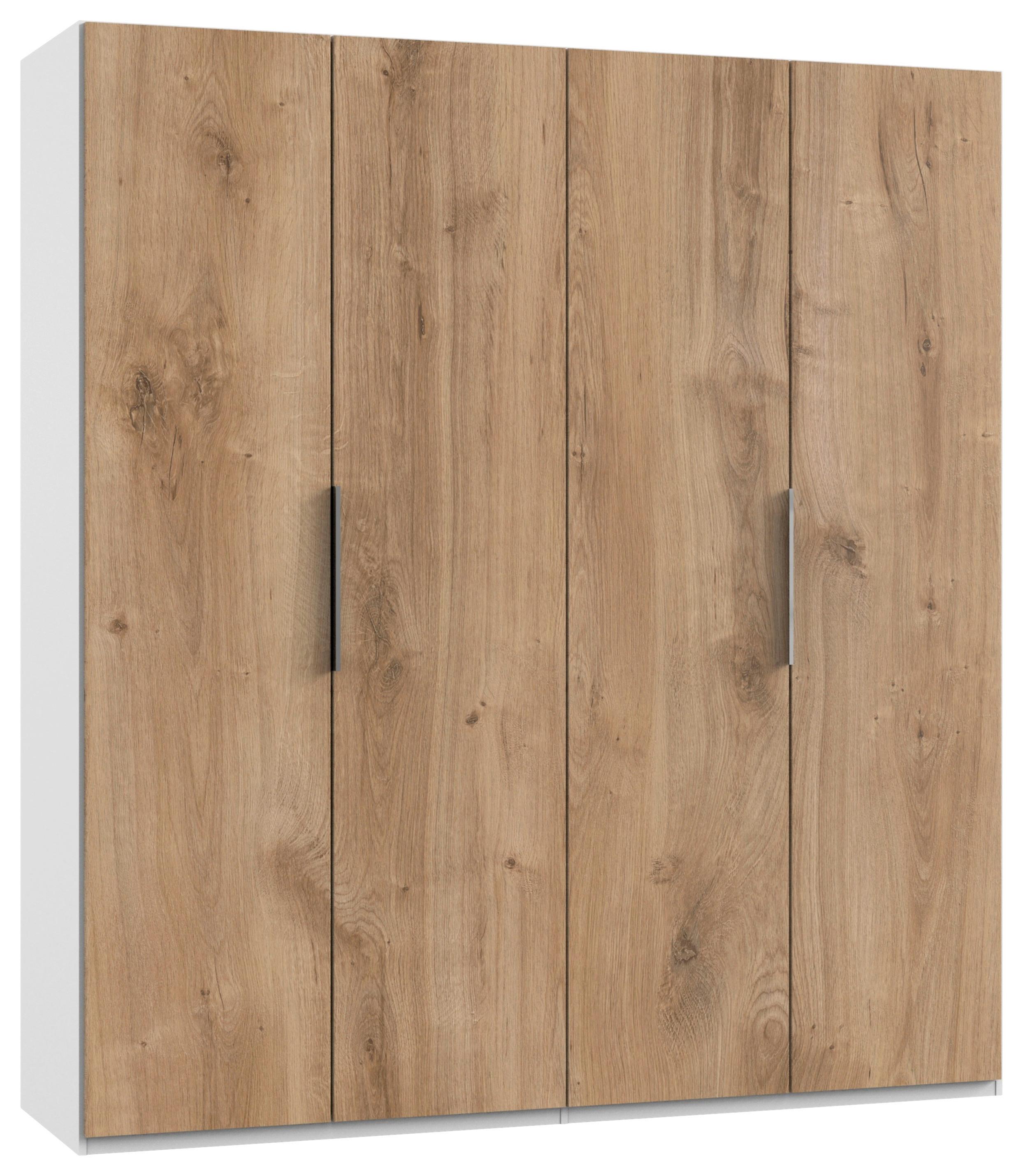 Drehtürenschrank Level 36A ca. 200x216x58 cm Eiche/Weiß - Chromfarben/Eichefarben, MODERN, Holzwerkstoff (200/216/58cm) - MID.YOU