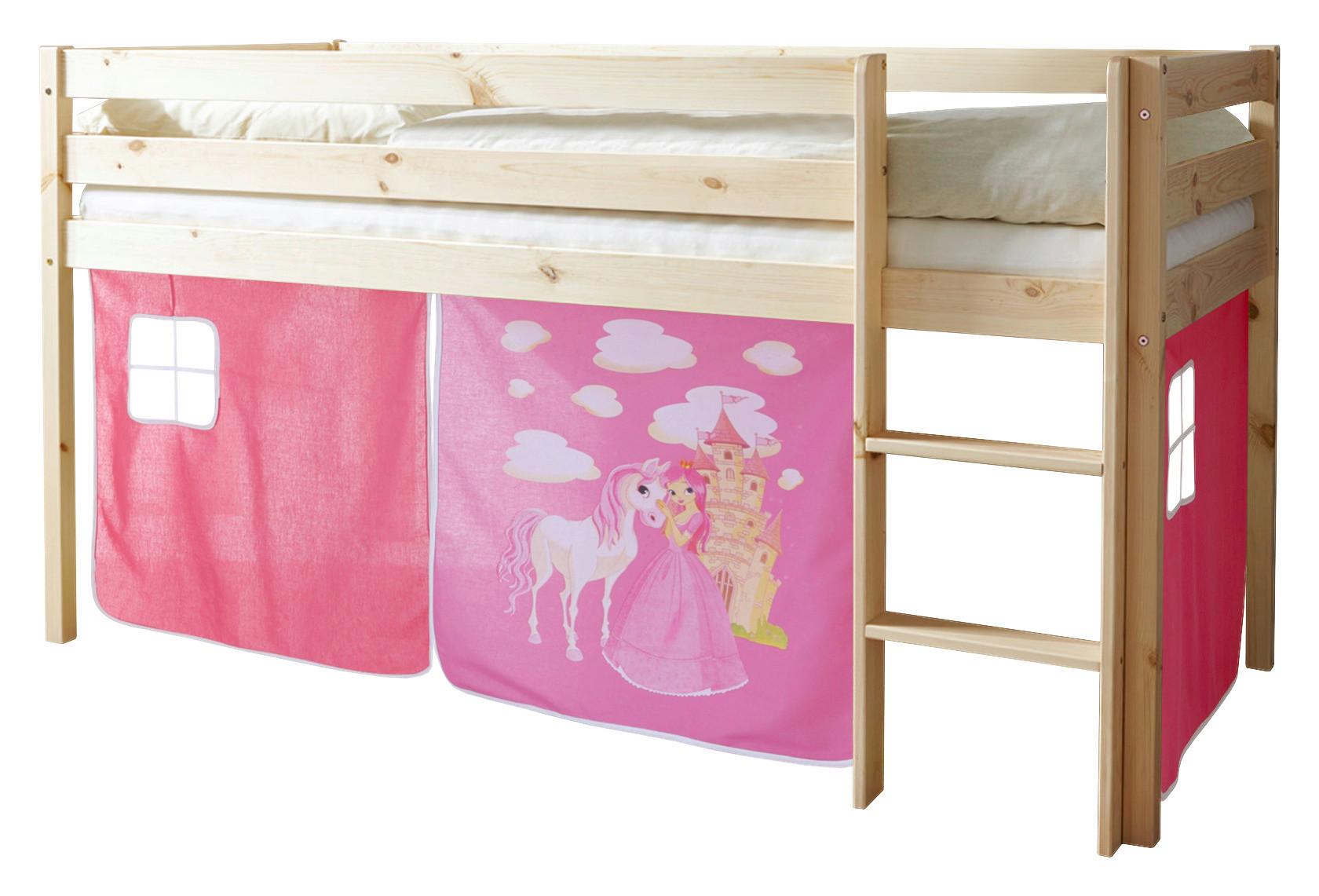 Pograd Malte, 90x200, Bor, Masivno, Pink - pink/bela, Natur, les (90/200cm) - MID.YOU