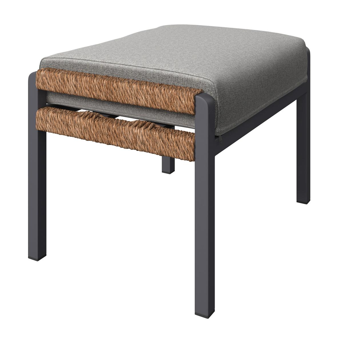 Loungegarnitur Casa Blanca Anthrazit/Naturfarben/Hellgrau - Anthrazit/Hellgrau, MODERN, Glas/Kunststoff