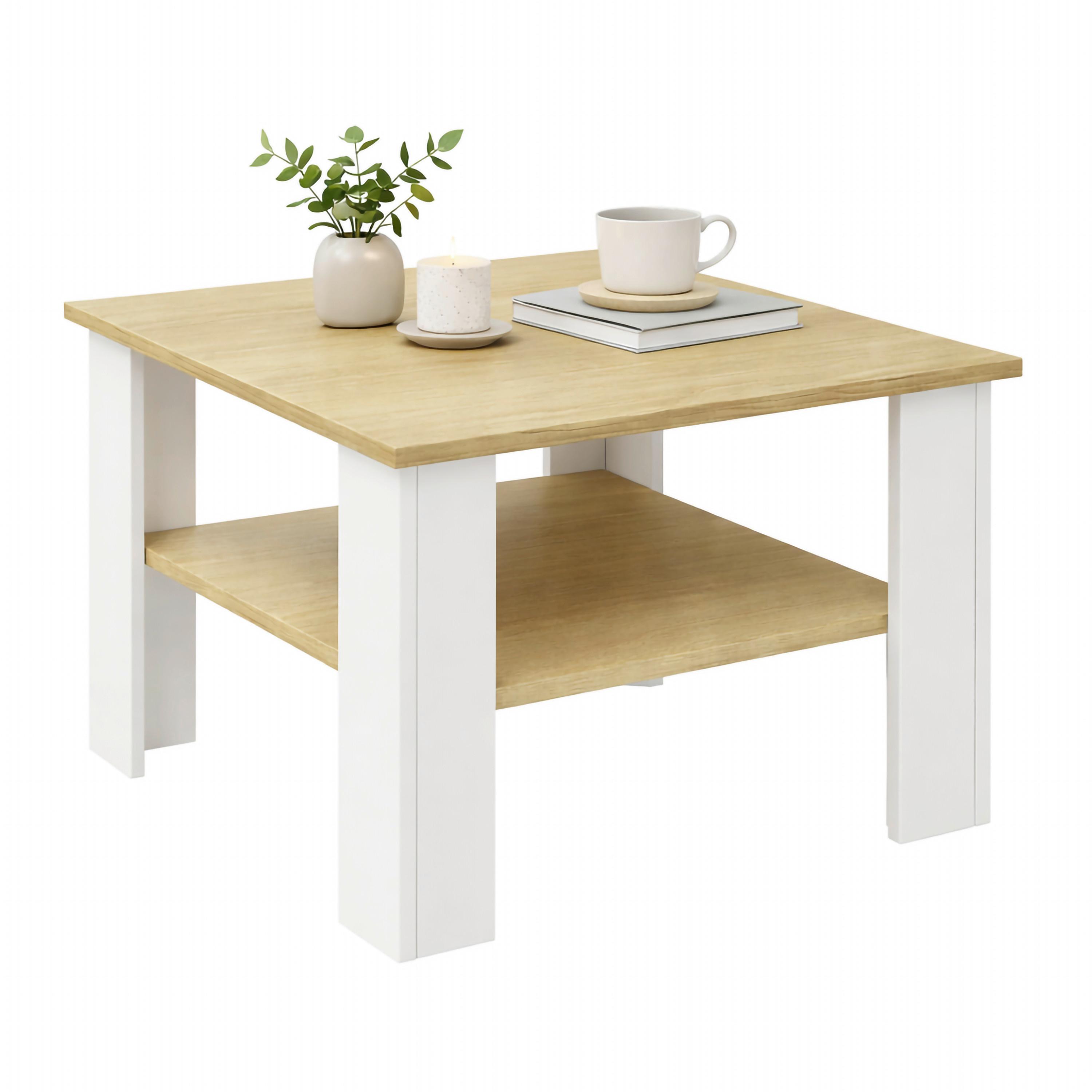 Couchtisch Disalo - Honigeiche/Weiss, Design, Holzwerkstoff (55/55/44cm) - Livetastic