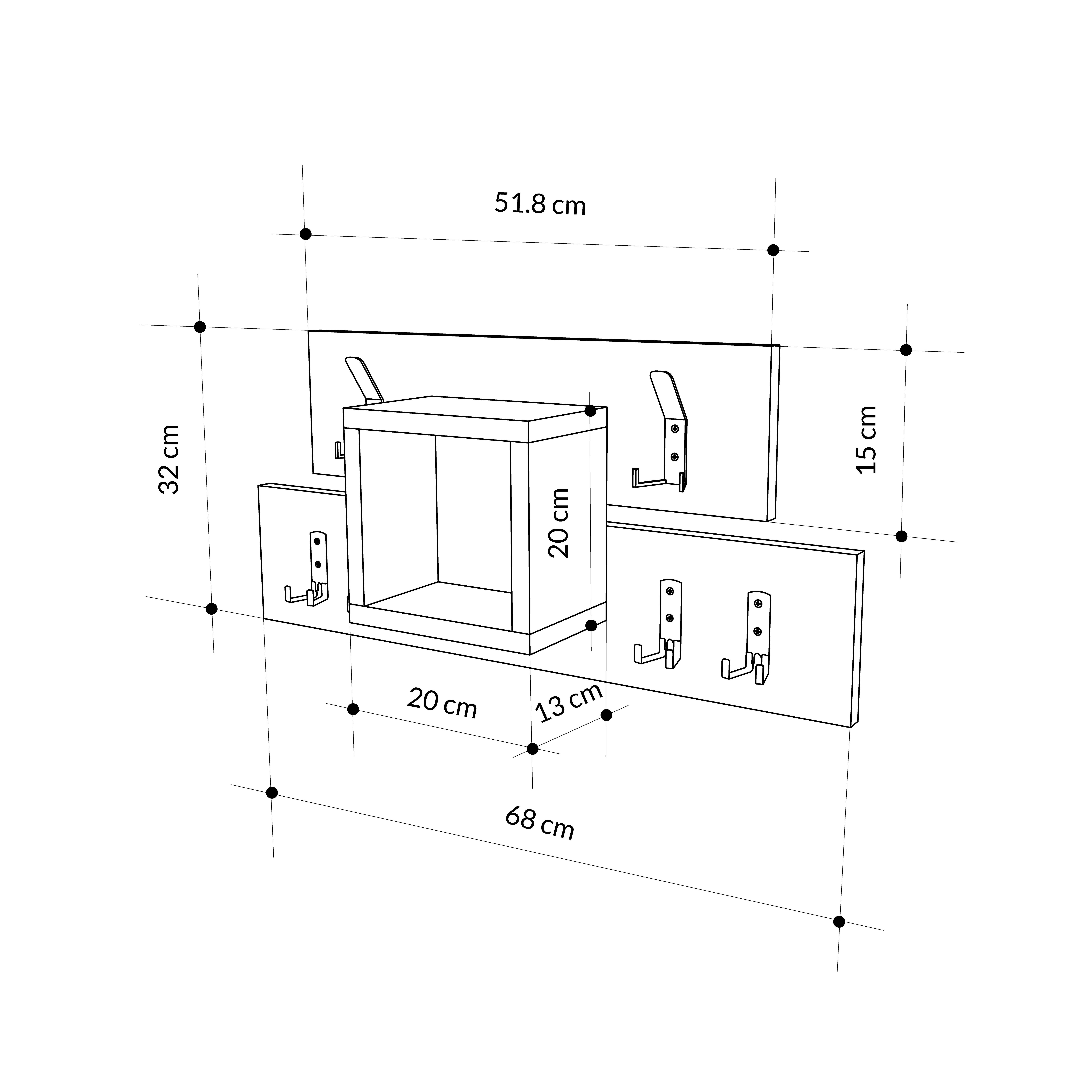 Wandgarderobe Lumina ca. 68x32x13 cm Mokka - Dunkelbraun/Mokka, Design, Holzwerkstoff/Metall (68/32/13cm) - Livetastic