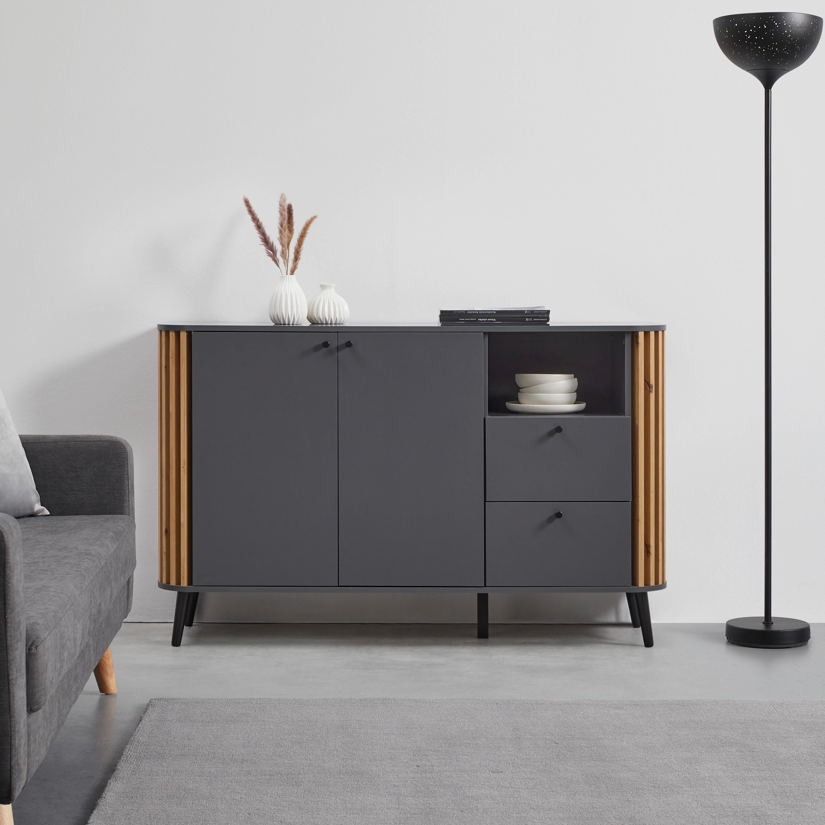 Komoda Pure, Siva - siva, Design, umetna masa/leseni material (138/88/40cm) - Premium Living